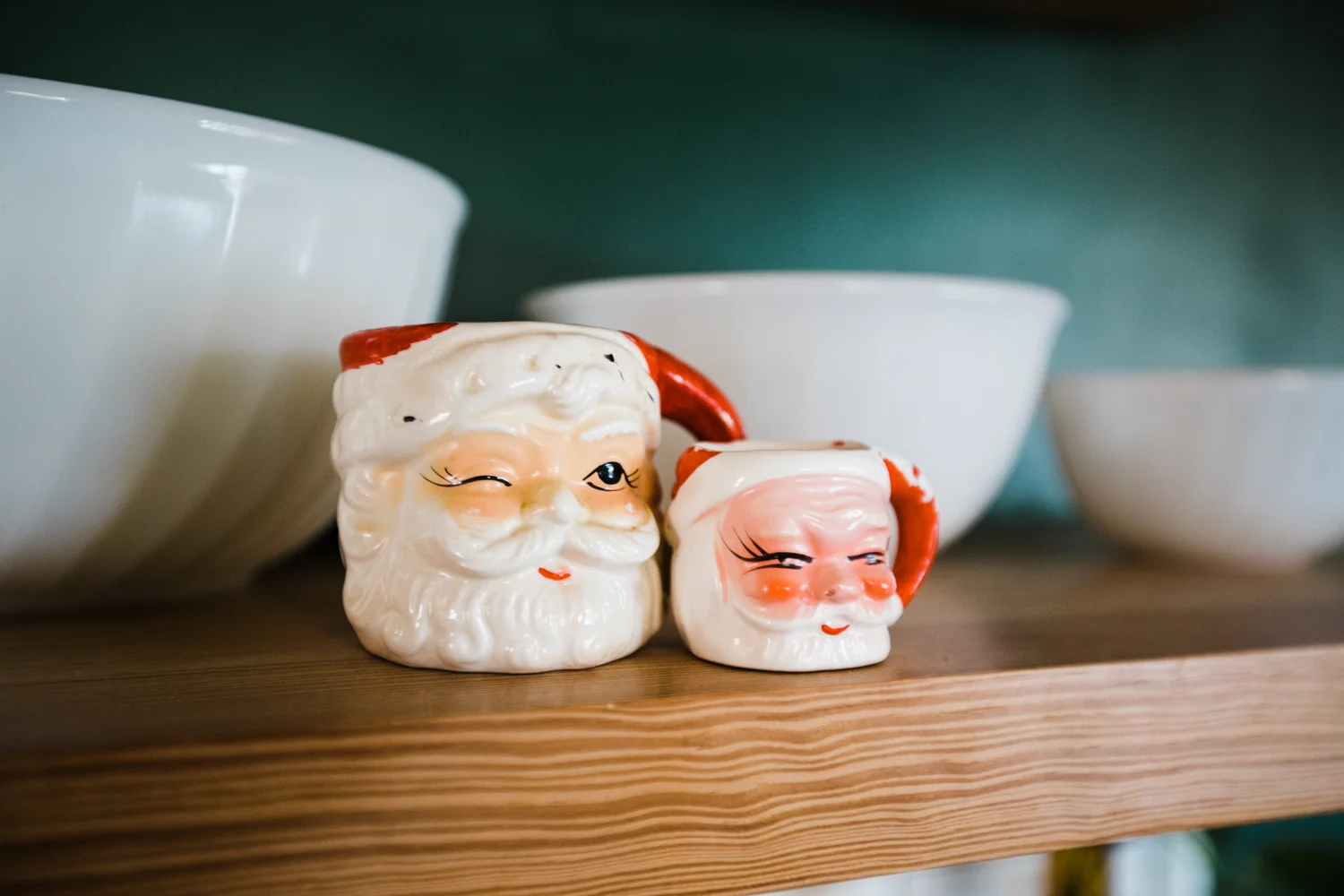The Santa mugs are still going strong this year. After Caroline broke her original mug last year, a nice reader sent her a tiny vintage Santa mug replacement and so she’s back to enjoying her milk out of Santa’s head. Thanks again!