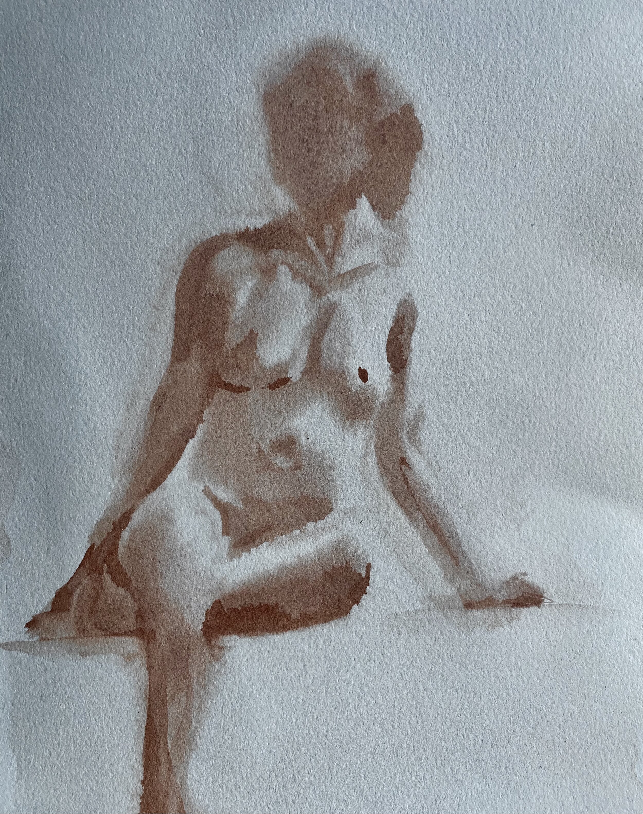 Five minute pose, watercolor, 7 x 10"