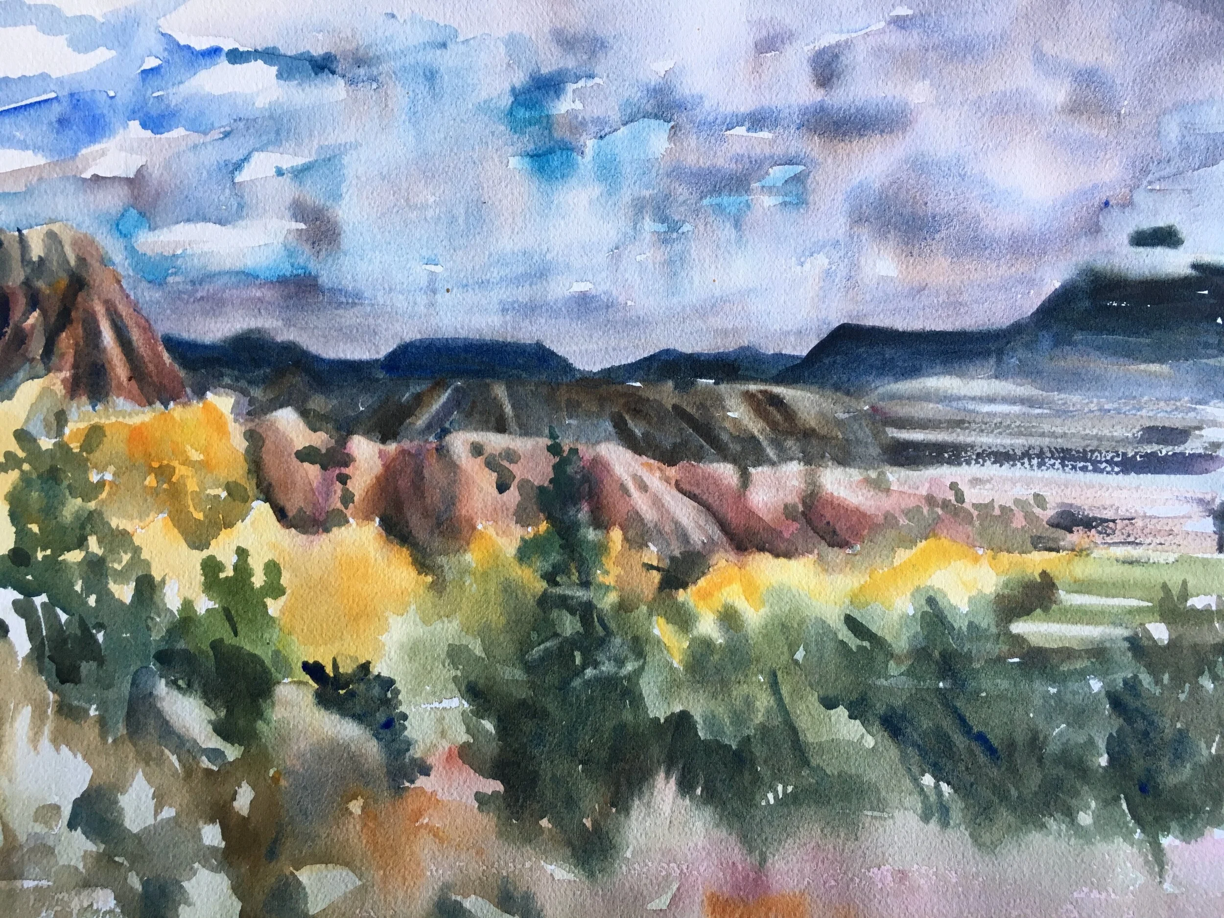 Mt Pedernal watercolor 11 x 14"