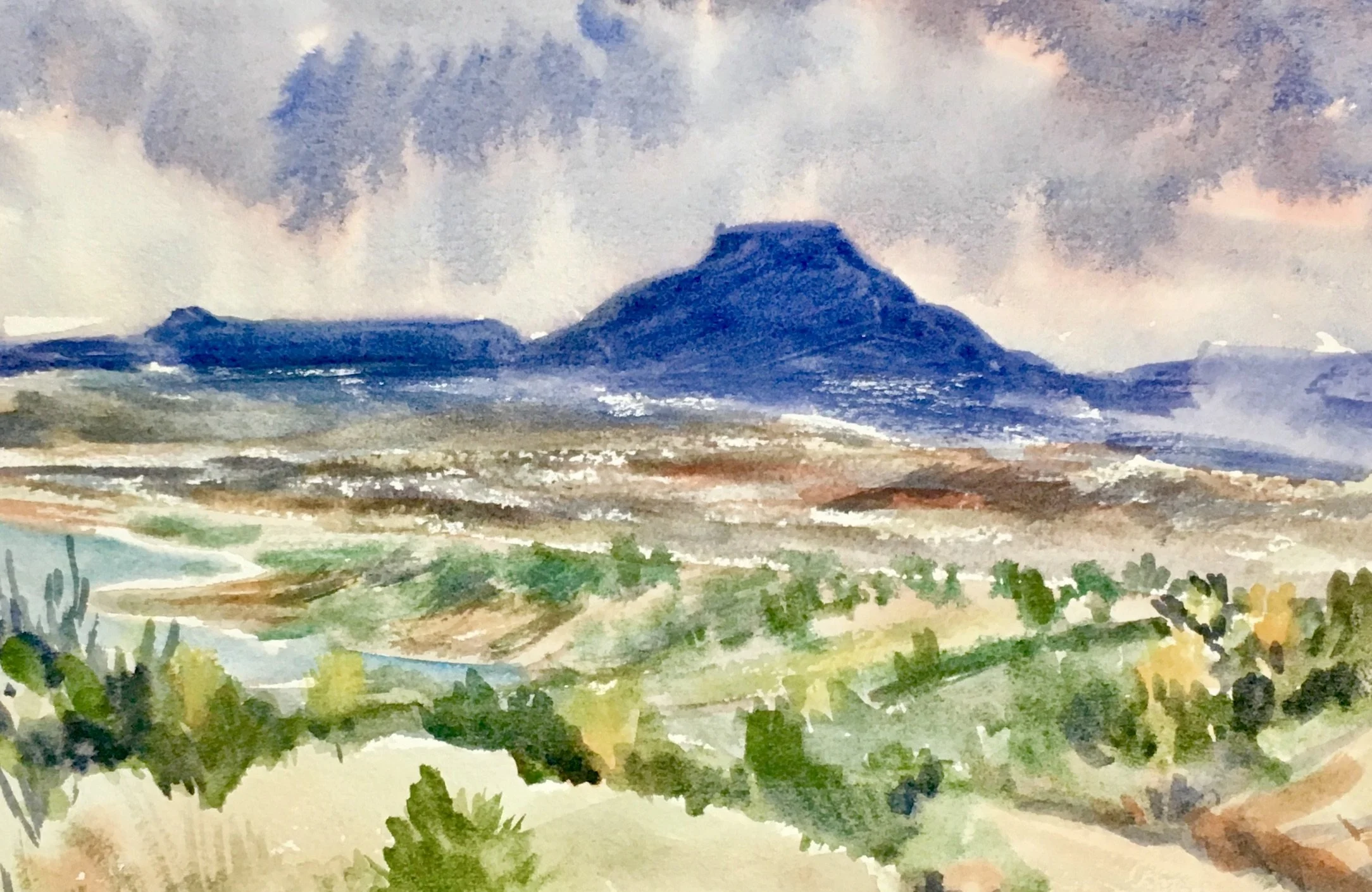 Blue Bluff, Abiqui, Watercolor, 10 x 14"