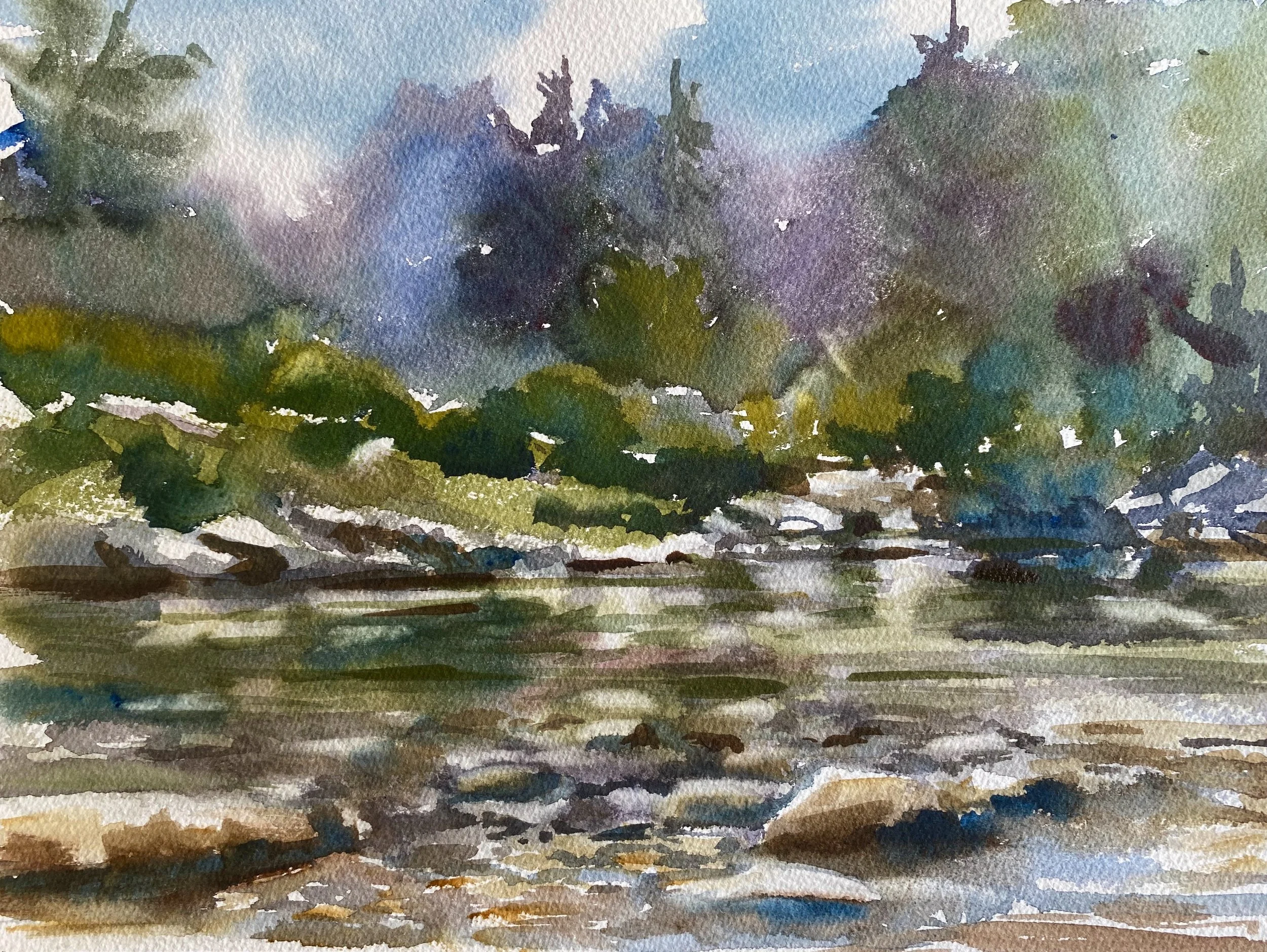 Crossing to Wilderness, Watercolor 9x 12