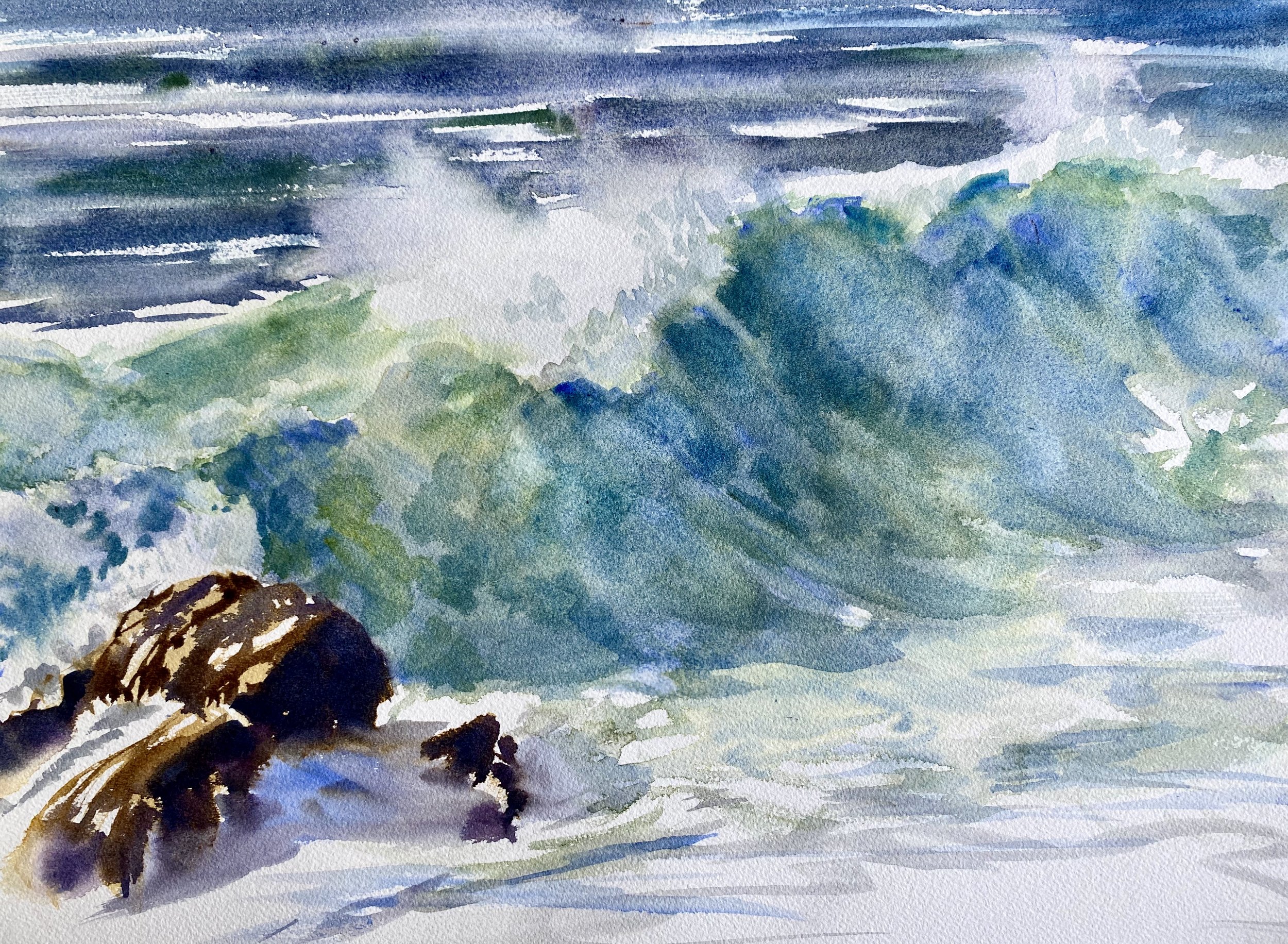  Acadia Surf, II, watercolor 11 x 14”   