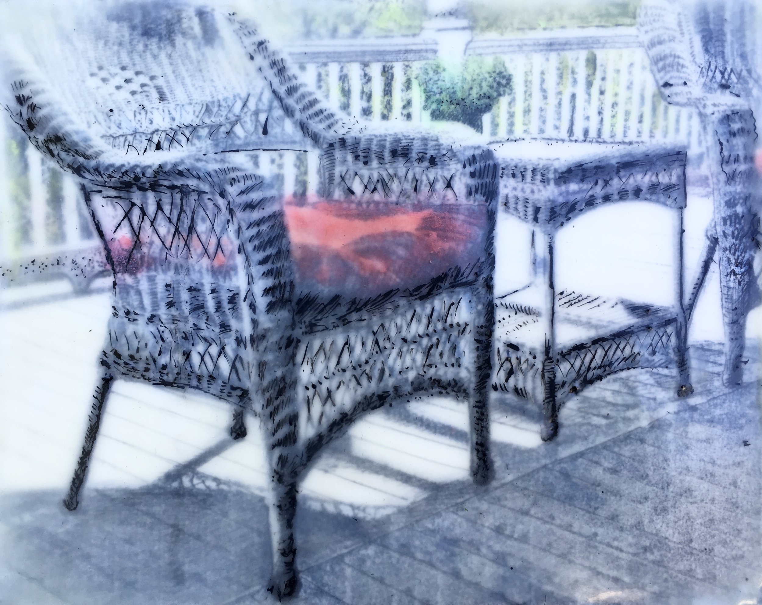 Porch patterns III, Encaustic lithograph 8 x 10" SOLD