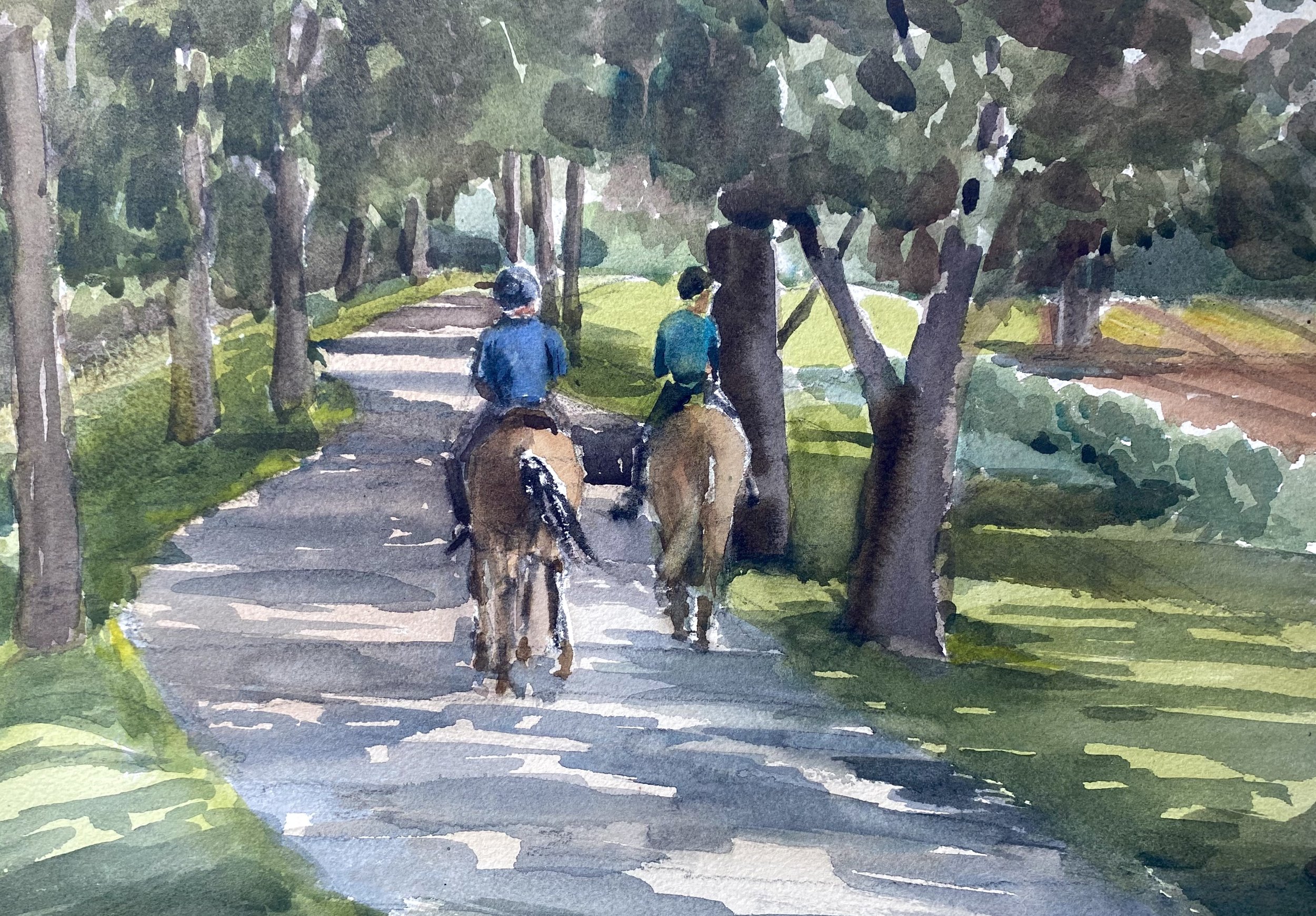 Appleton Farm Trail Ride, 11 x 14, watercolor