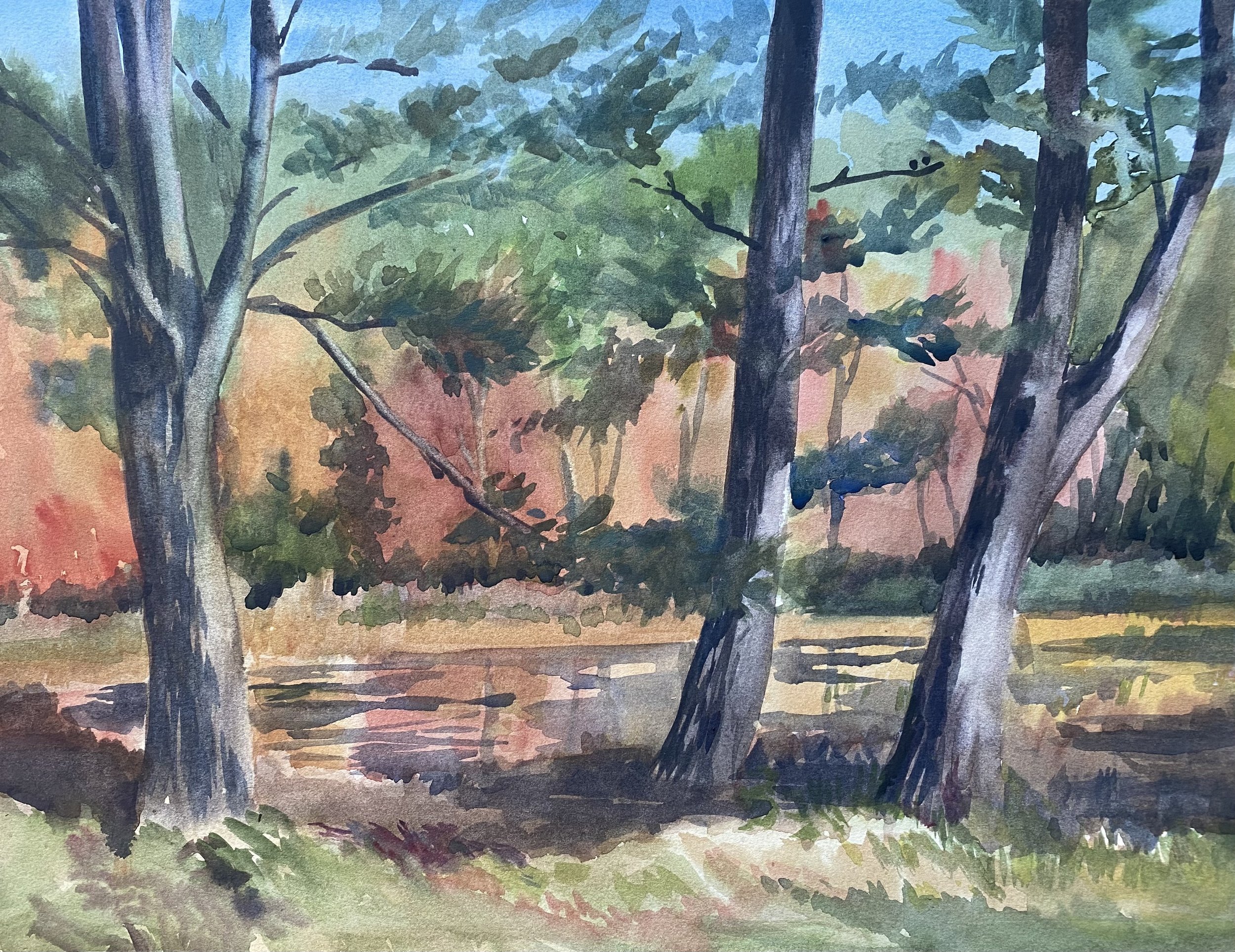 Appleton Farm, Ipswich, Indian summer, watercolor 12 x 16"