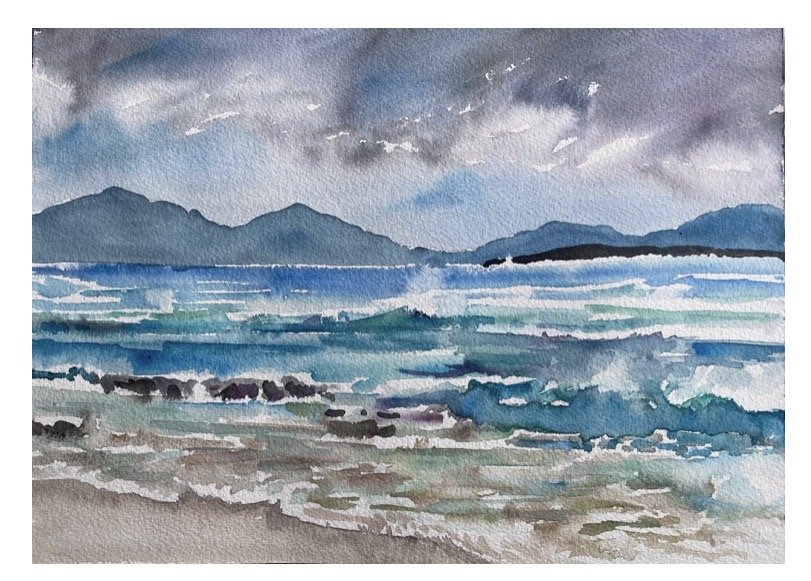 From Sandy Spit, BVI, 12 x 16" watercolor