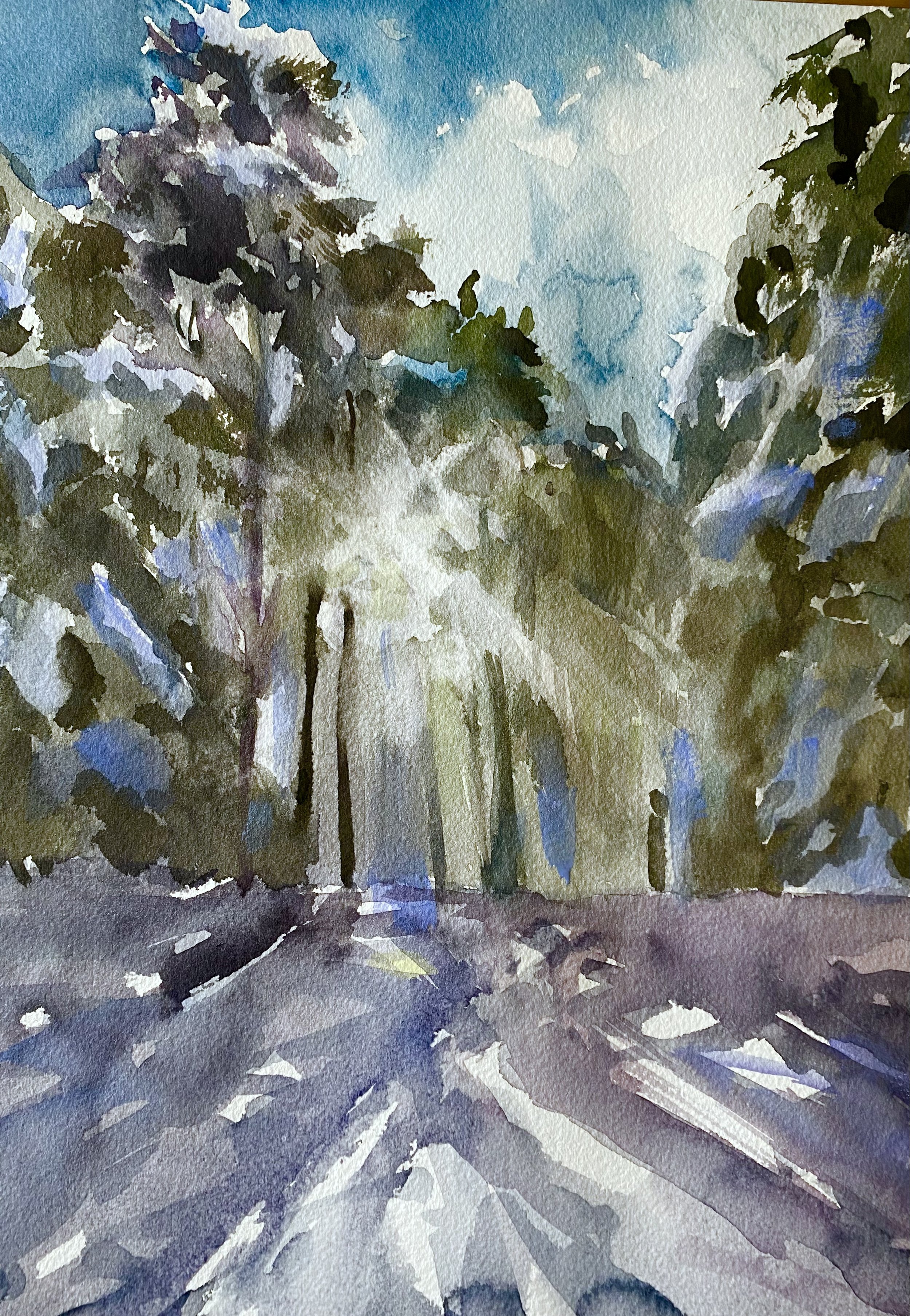  Ski Trail, watercolor 10 x 13 