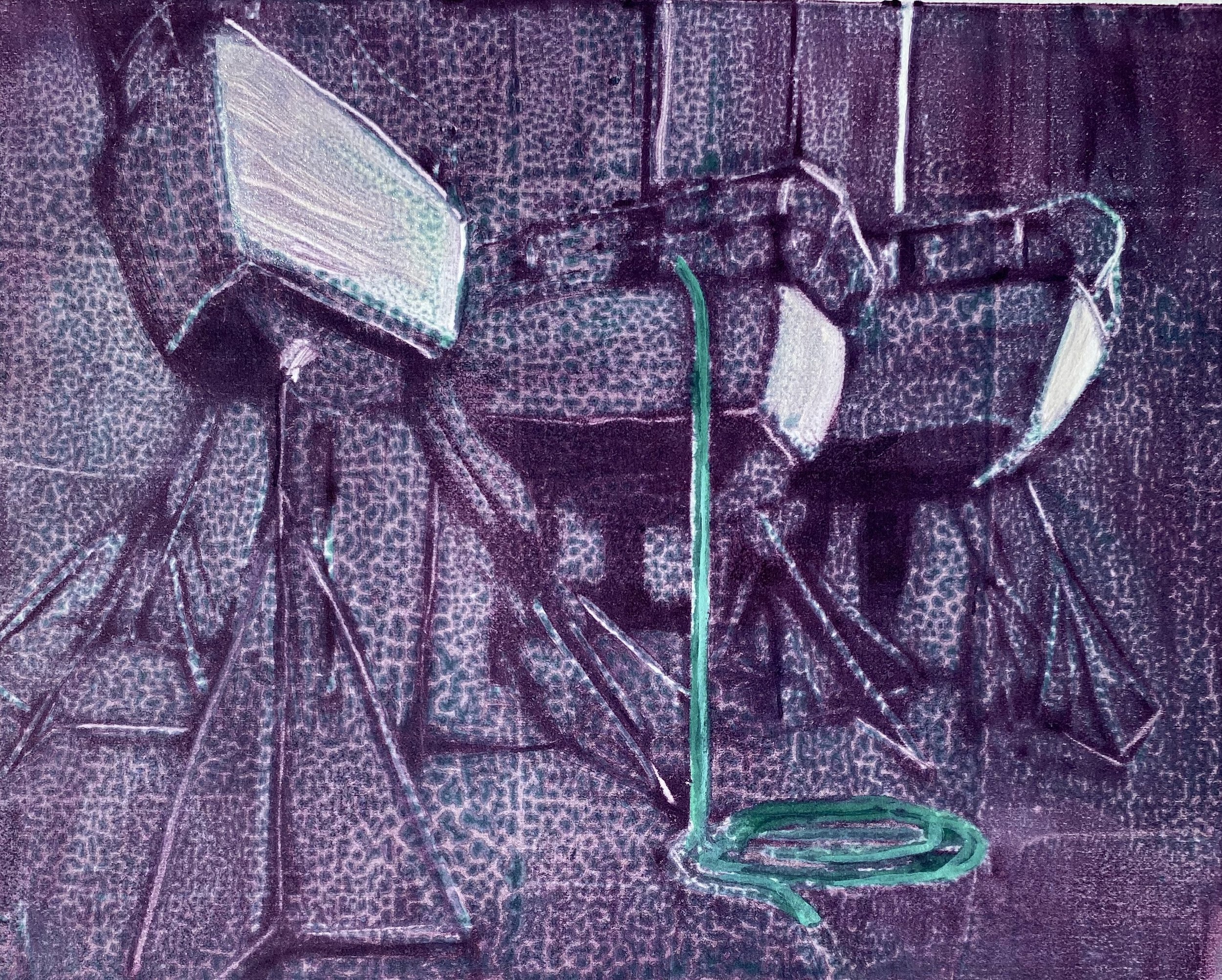 The Green Hose, Monotype, 10 x 12", SOLD