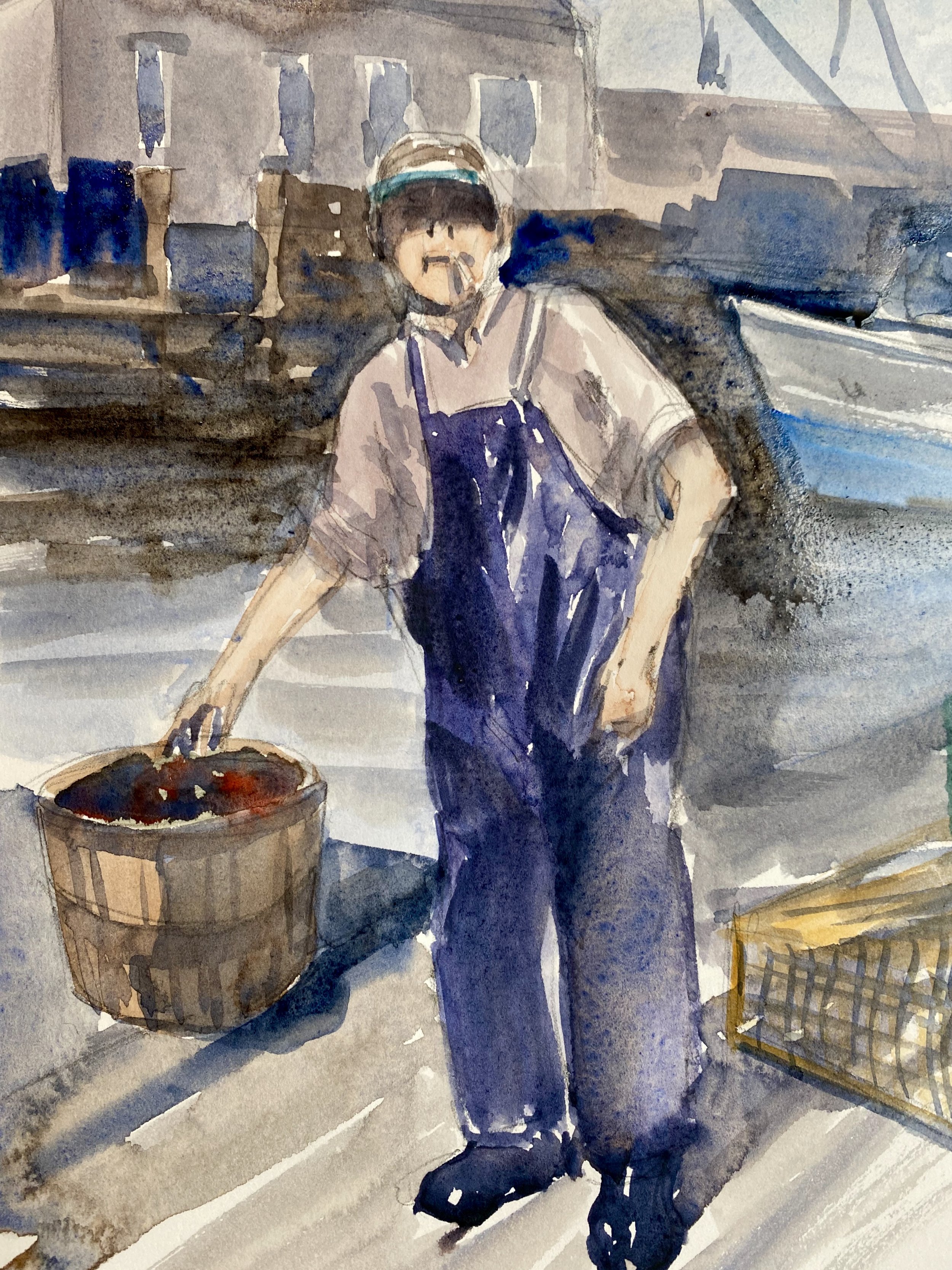 Lobsterman, 10 x 13", watercolor