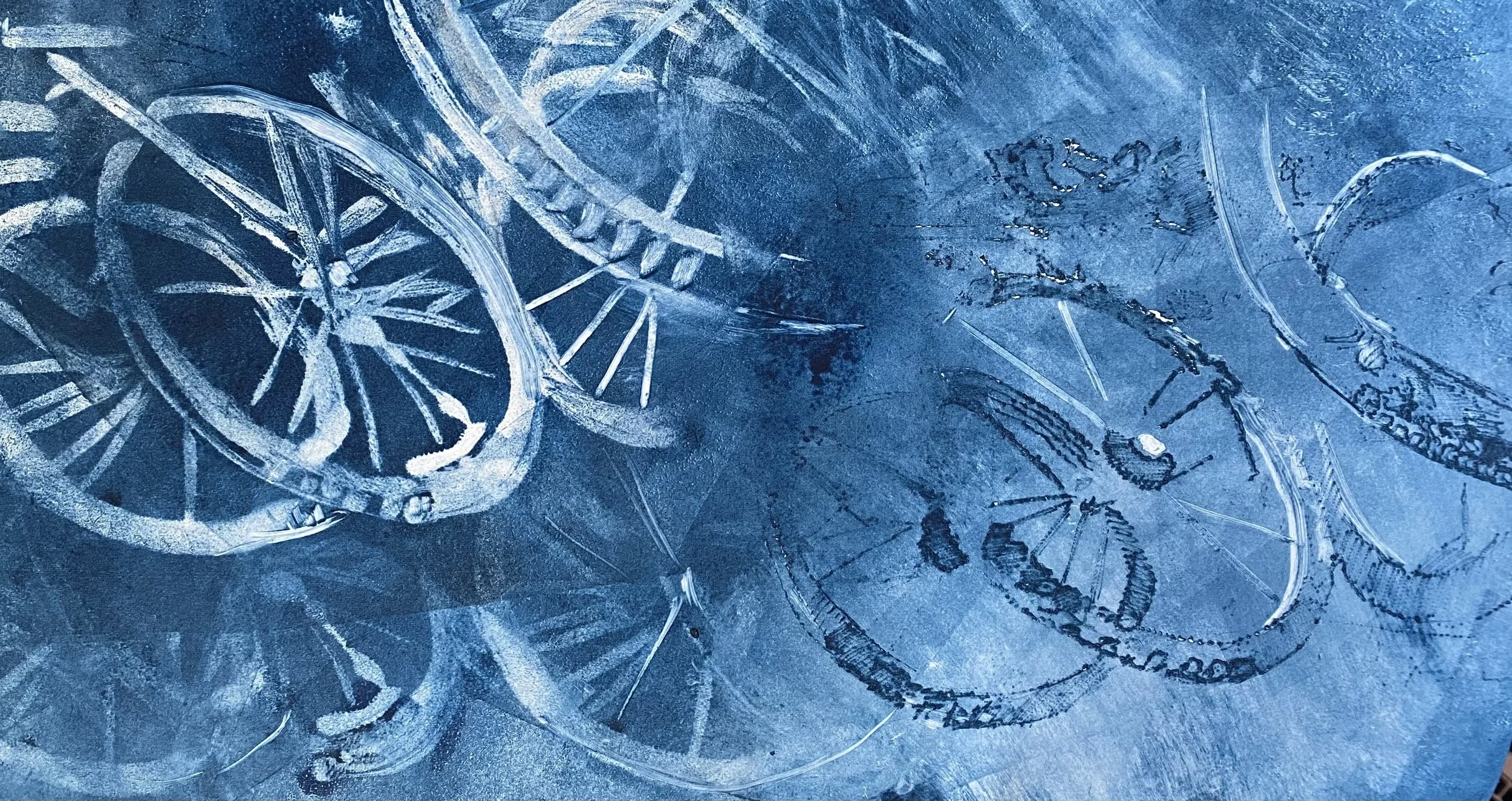 Bike rack II, (1/1)Viscocity Monotype and Dry Point, 12 x 18" SOLD