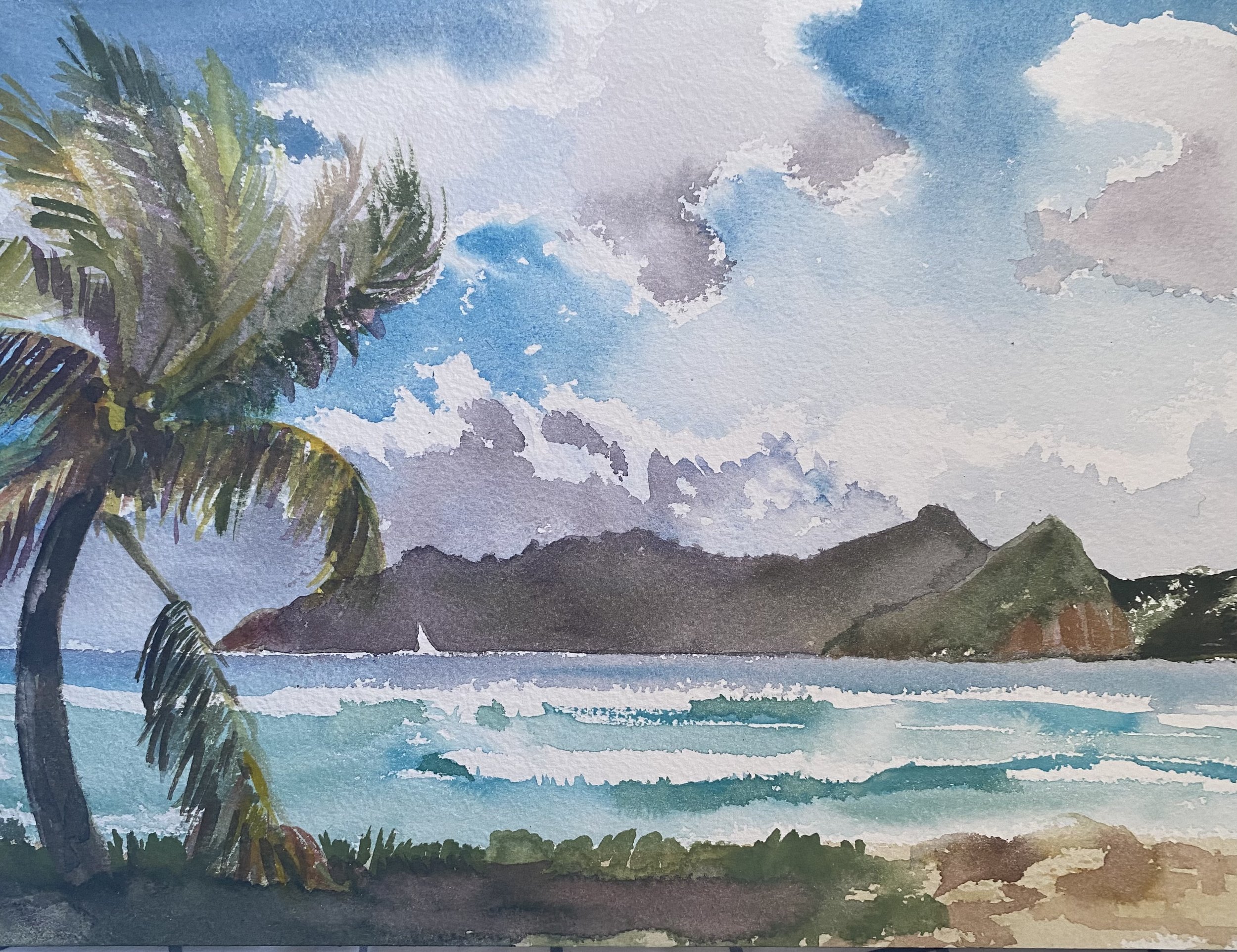 Tobago Cays, watercolor , 10 x 13