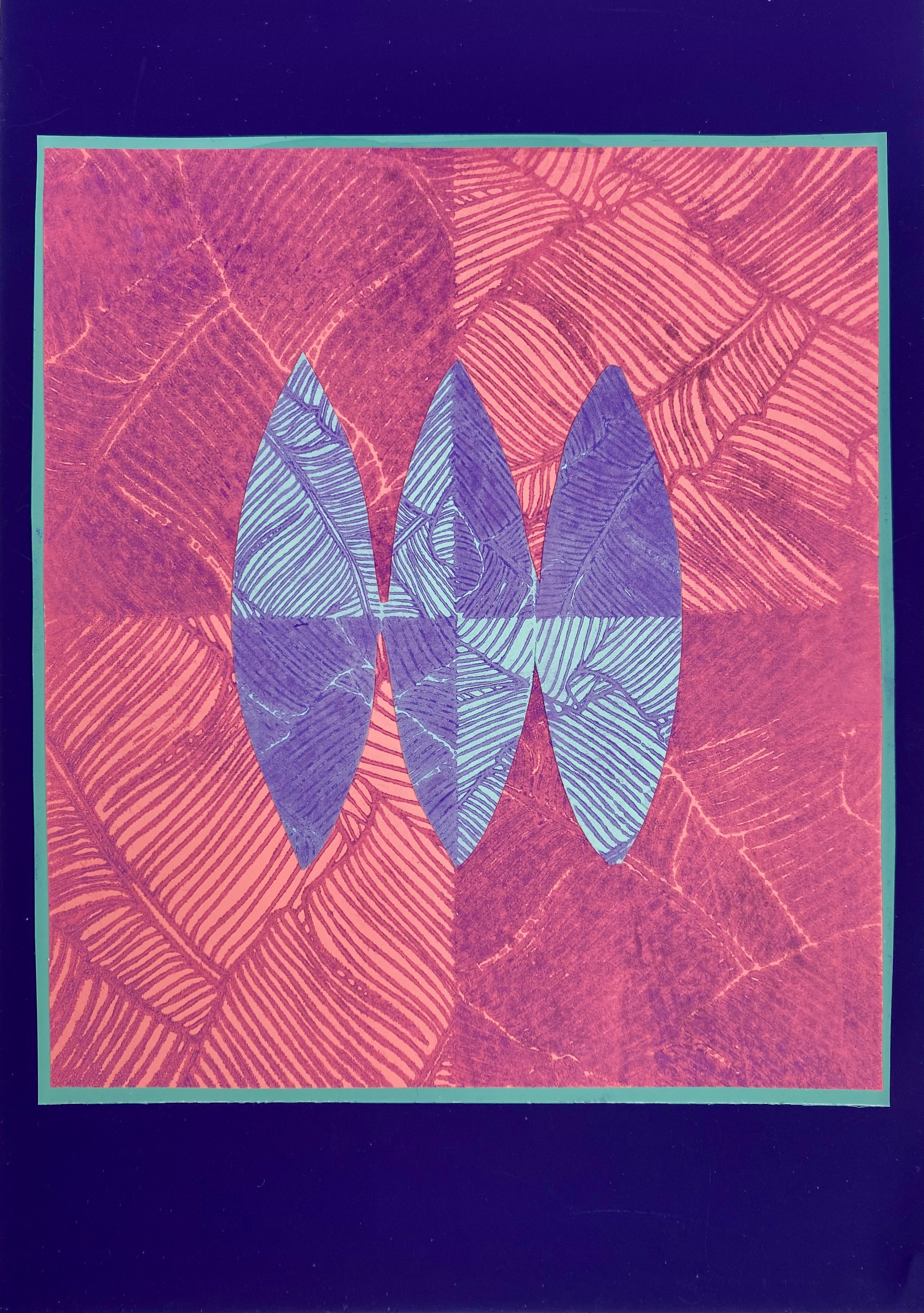 Banana Leaf VI-Collaged lithograph, 6" x 9"