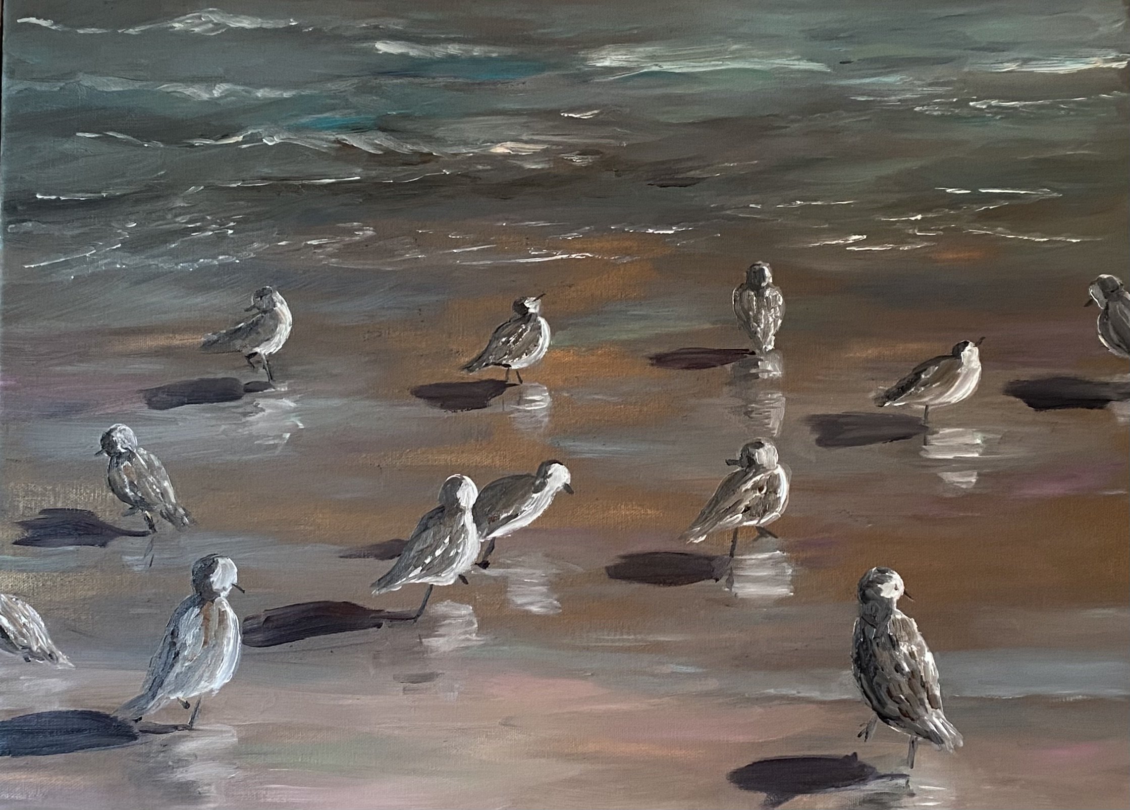 Sandpipers, 18 x 24", oil