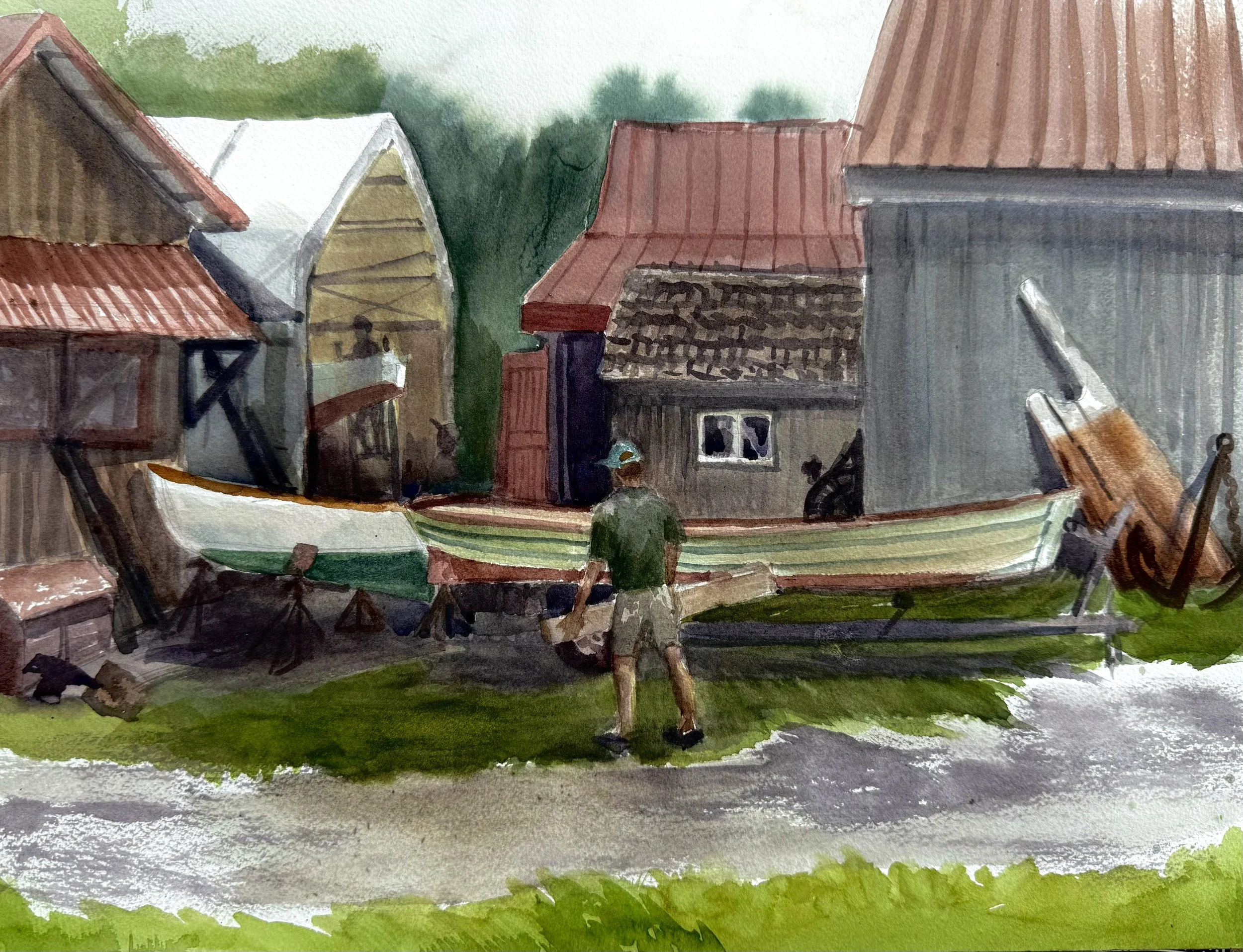 Chesapeake Boatyard, 16 x 20" watercolor