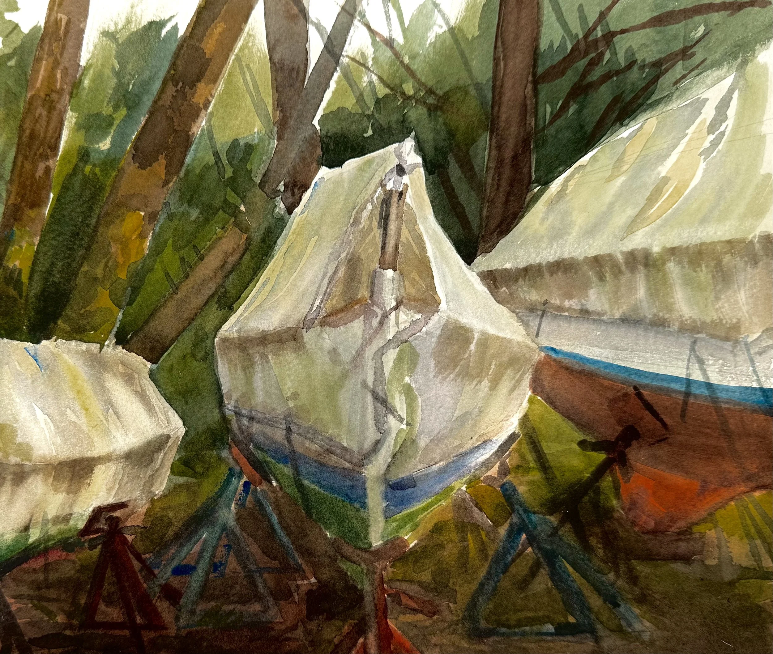  Cygnet, awaiting refit, watercolor, 12 × 14” 