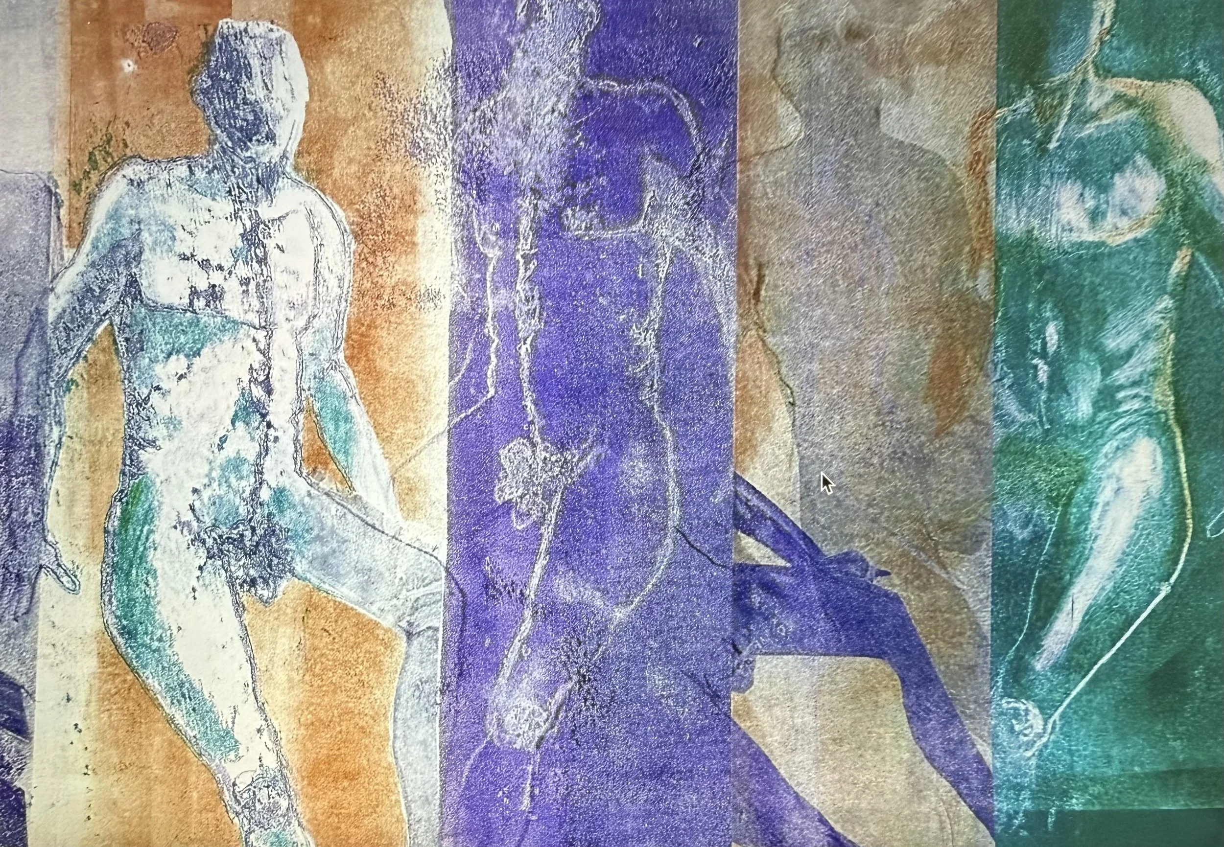 Seated Figure, II,(1/1) Monotype collage, 12" x 16", oil ink.