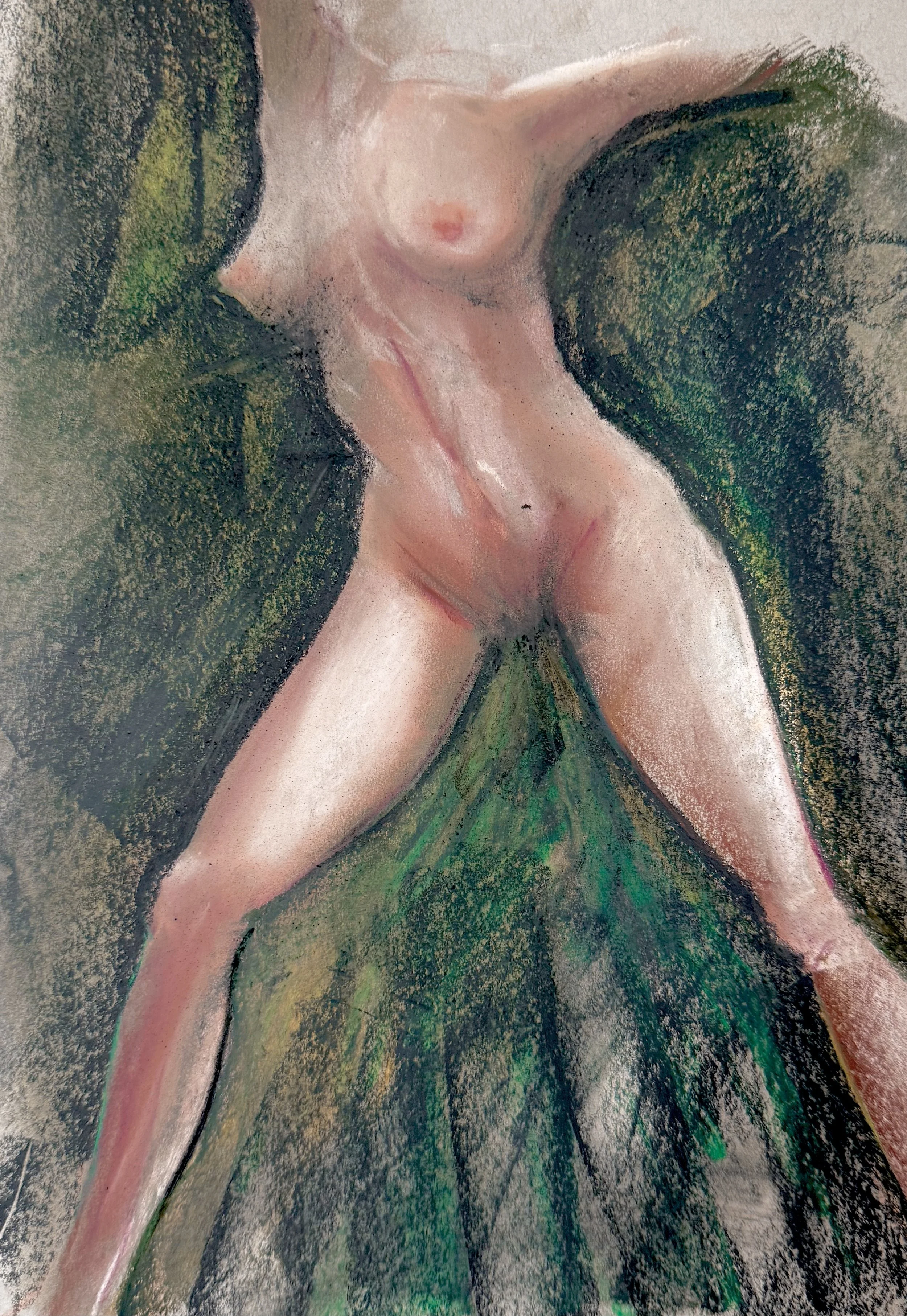  Torso stretch, Nupastel, 16 × 20” 