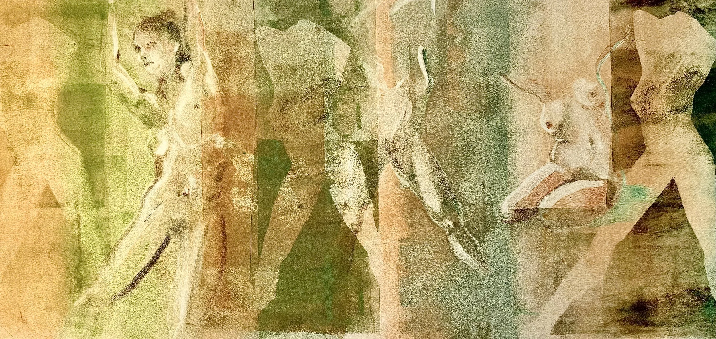 Stretch II, oil monotype, 12 x 24"