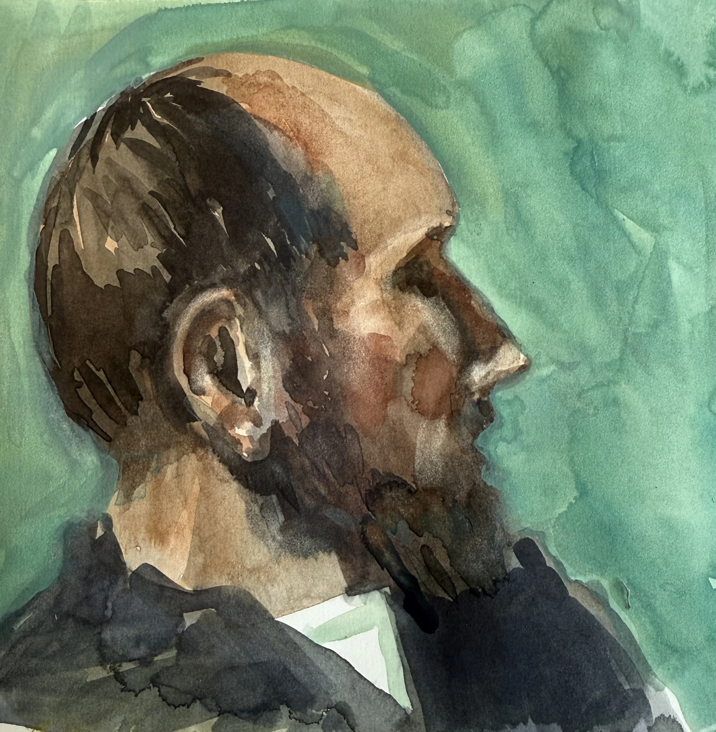 Portrait of the Artist, Euan Uglow, watercolor