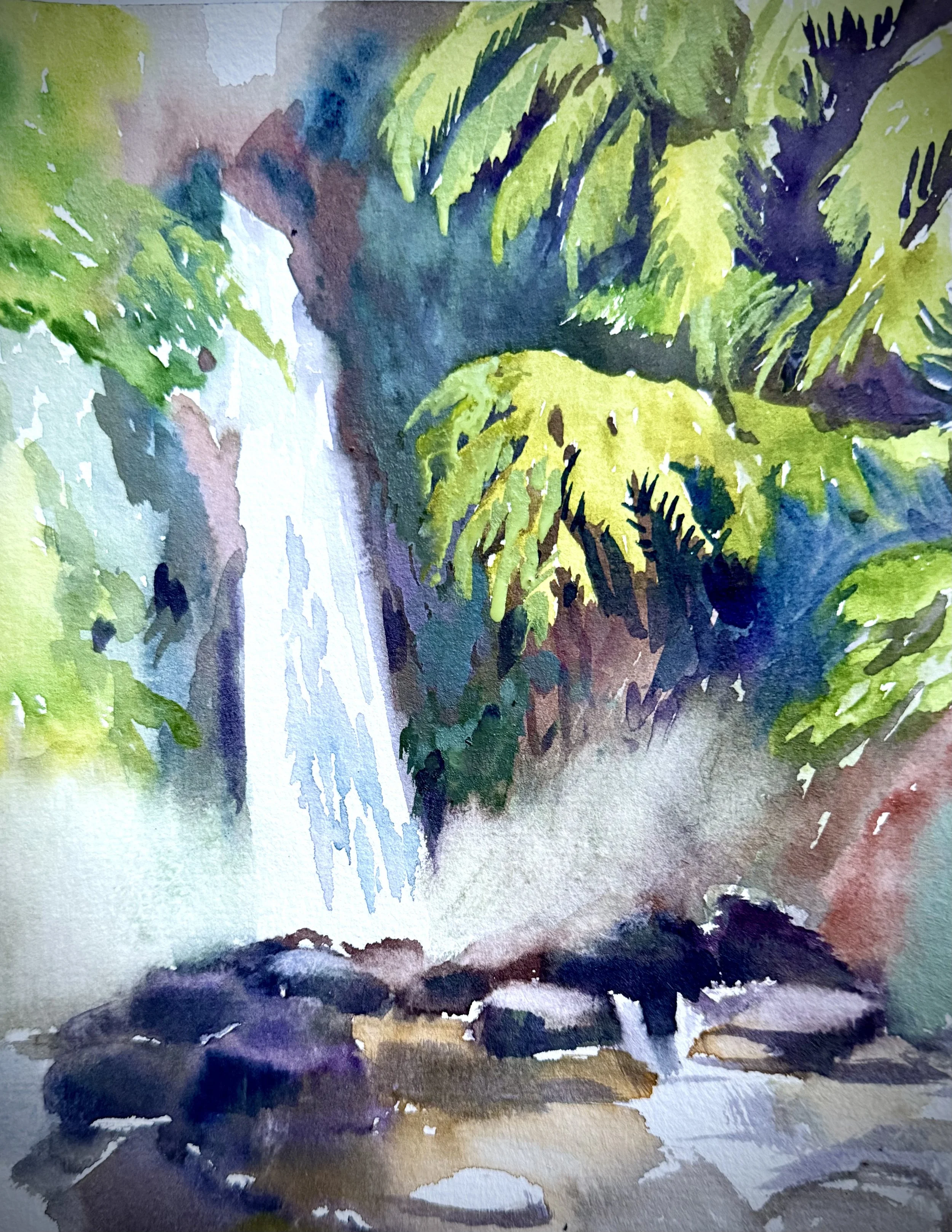 Syndicate falls, Dominica, 11x14", watercolor