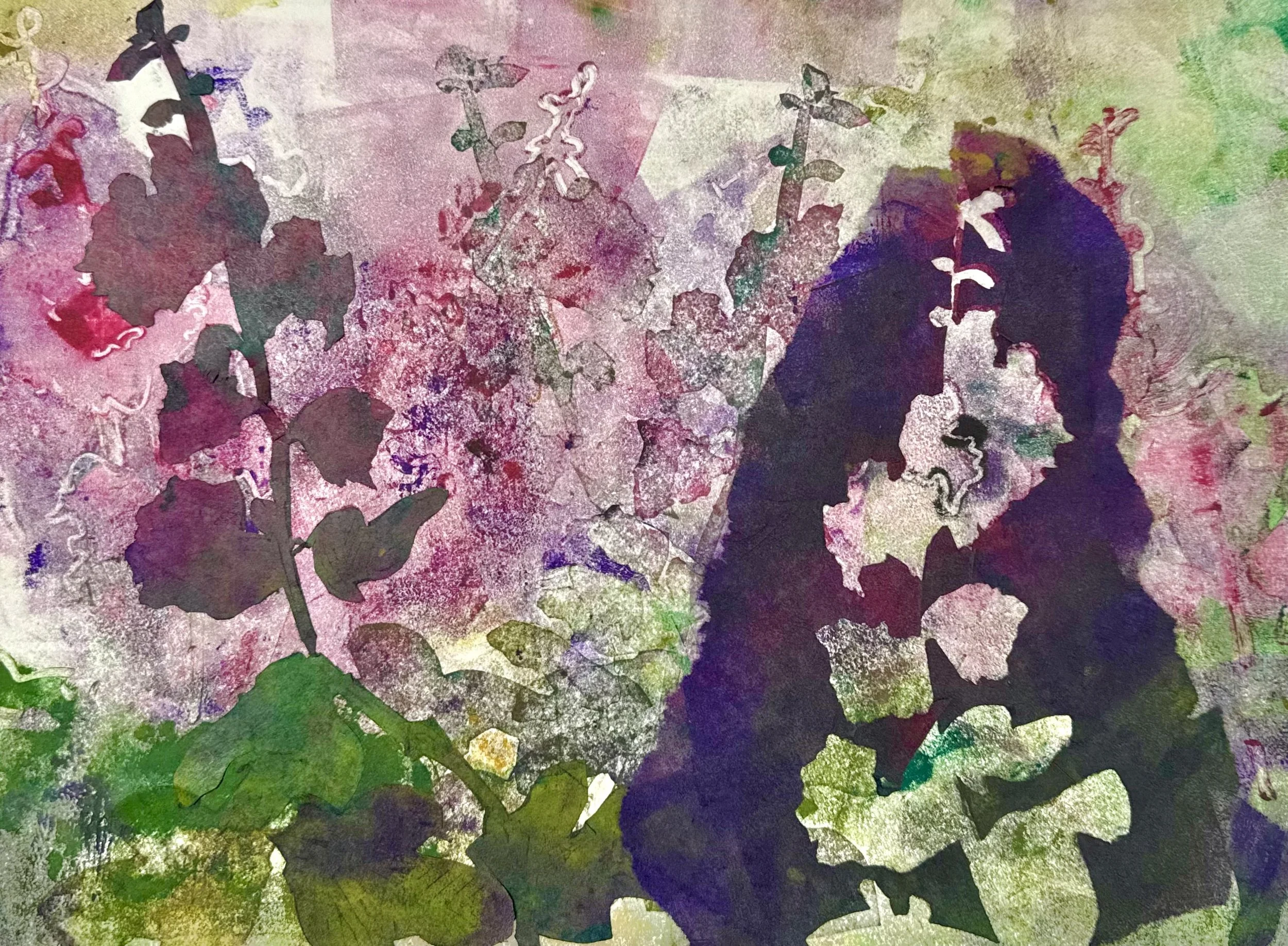  h  Hollyhocks, 12 ×18, oil, chine colle (1/1)   