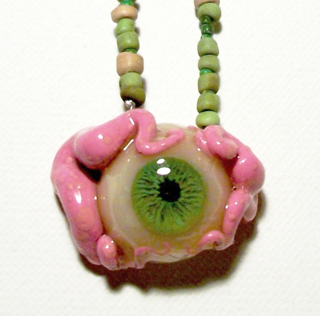 Green Puffy Vein EyeBall Necklace