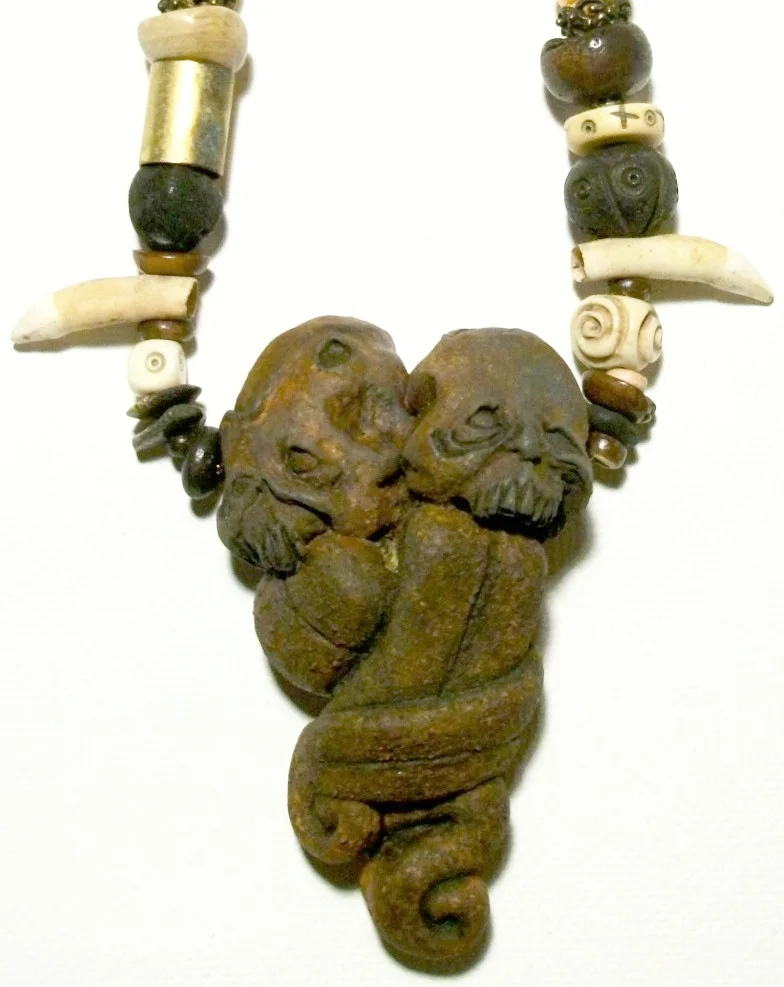 Rustic Monster Heart ZombieHead Necklace