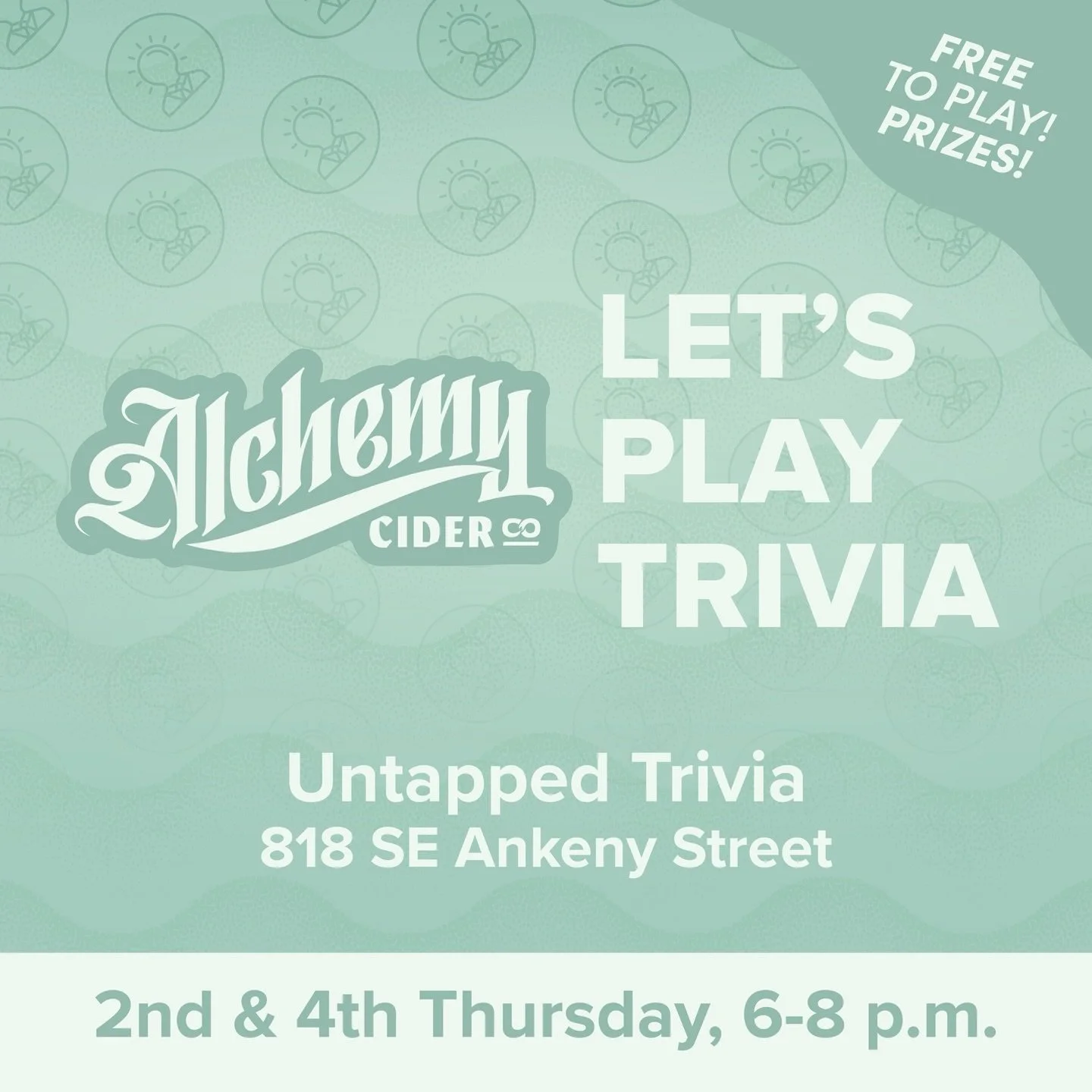 Eat, drink, and play trivia at Portland&rsquo;s dark, mystical taproom &amp; tavern, 2nd and 4th Thursdays, 6-8 p.m. Gather your friends for free bar trivia at Alchemy Cider Company. Delicious food by @breaking_buns . Untapped Trivia Nights are alway