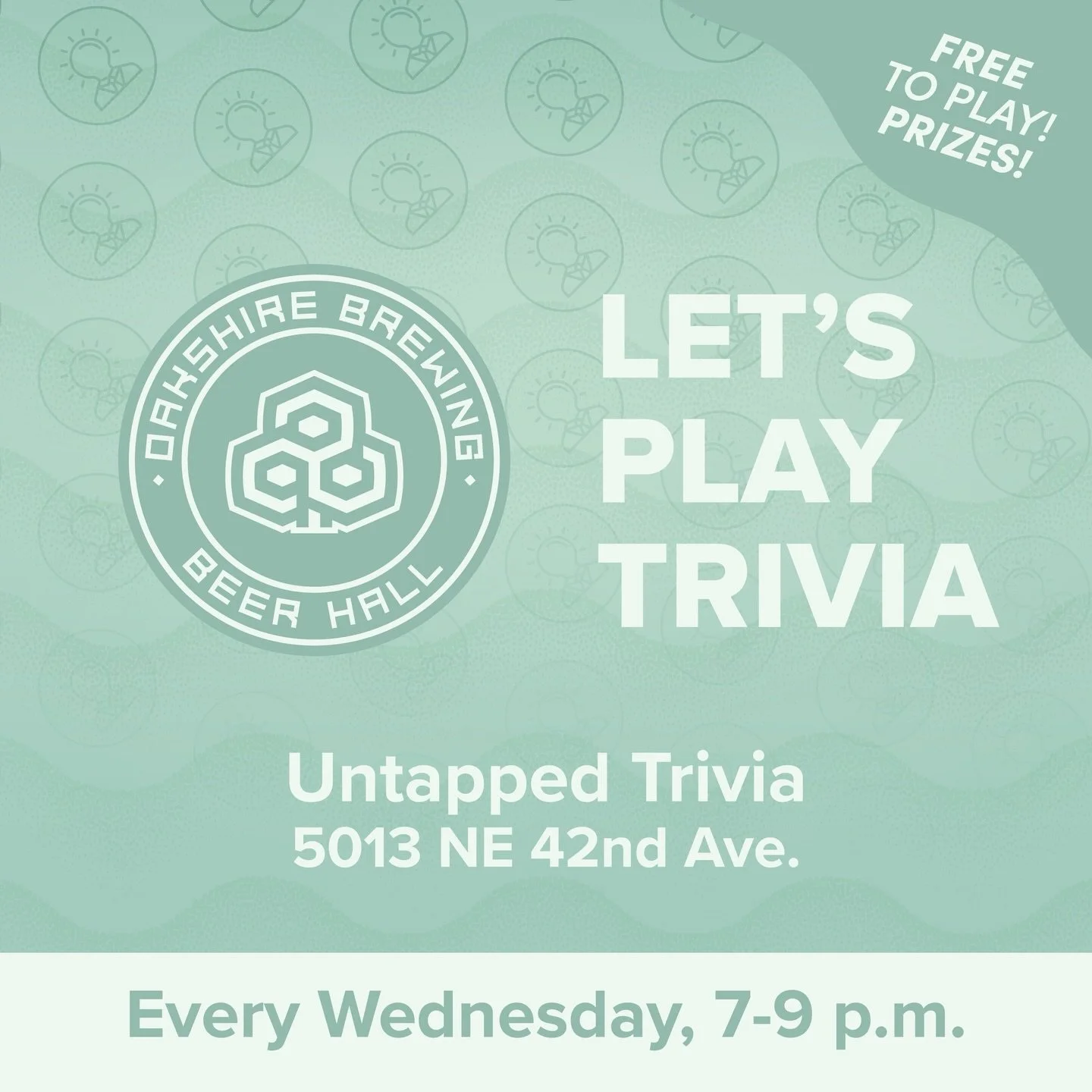 Eat, drink, play trivia at Oakshire Beer Hall, Portland&rsquo;s taproom featuring 26 taps of delectable beers from Oakshire Eugene brewery, delicious square pan pizzas, and mouthwatering Smashburger.

@untappedtrivia is always free to play with prize
