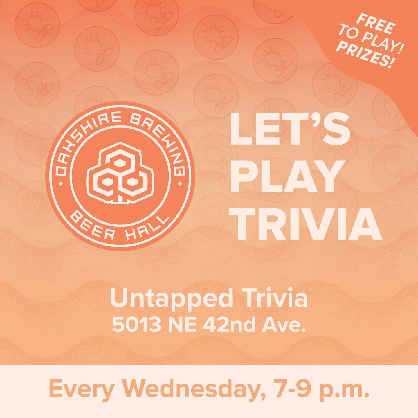 Eat, drink, play trivia at Oakshire Beer Hall, Portland&rsquo;s taproom featuring 26 taps of delectable beers, cider, wine delicious square pan pizzas, and mouthwatering Smashburger.

@untappedtrivia is always free to play with prizes. @oakbrewpdx&nb