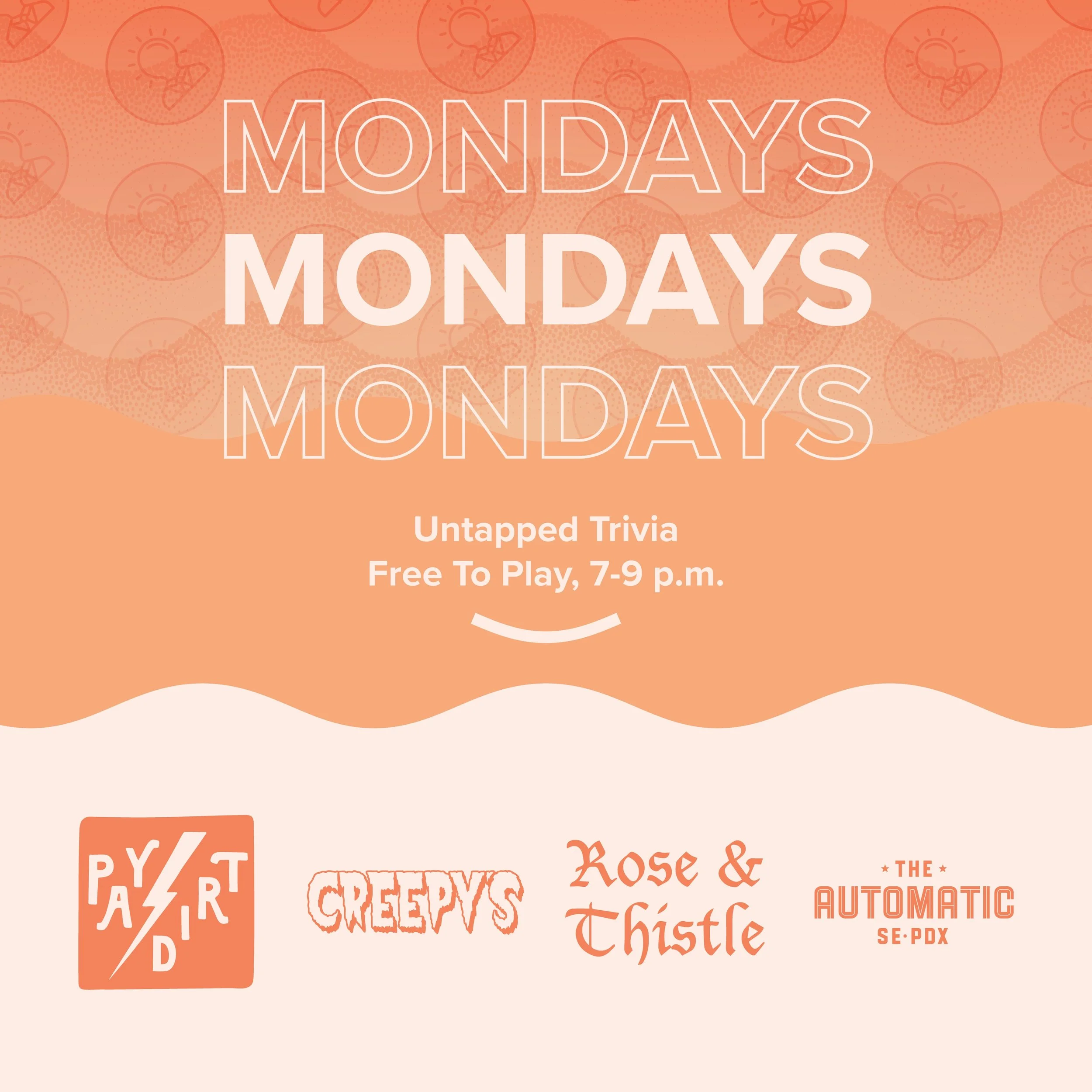 🧠 @untappedtrivia Monday nights! Free team trivia, no apps required, and prizes! Gather your friends to play bar trivia Mondays at these fantastic Portland bars. Use the link in our bio to learn more.

🤗 Monday Trivia Schedule
Trivia 1st &amp; 3rd 
