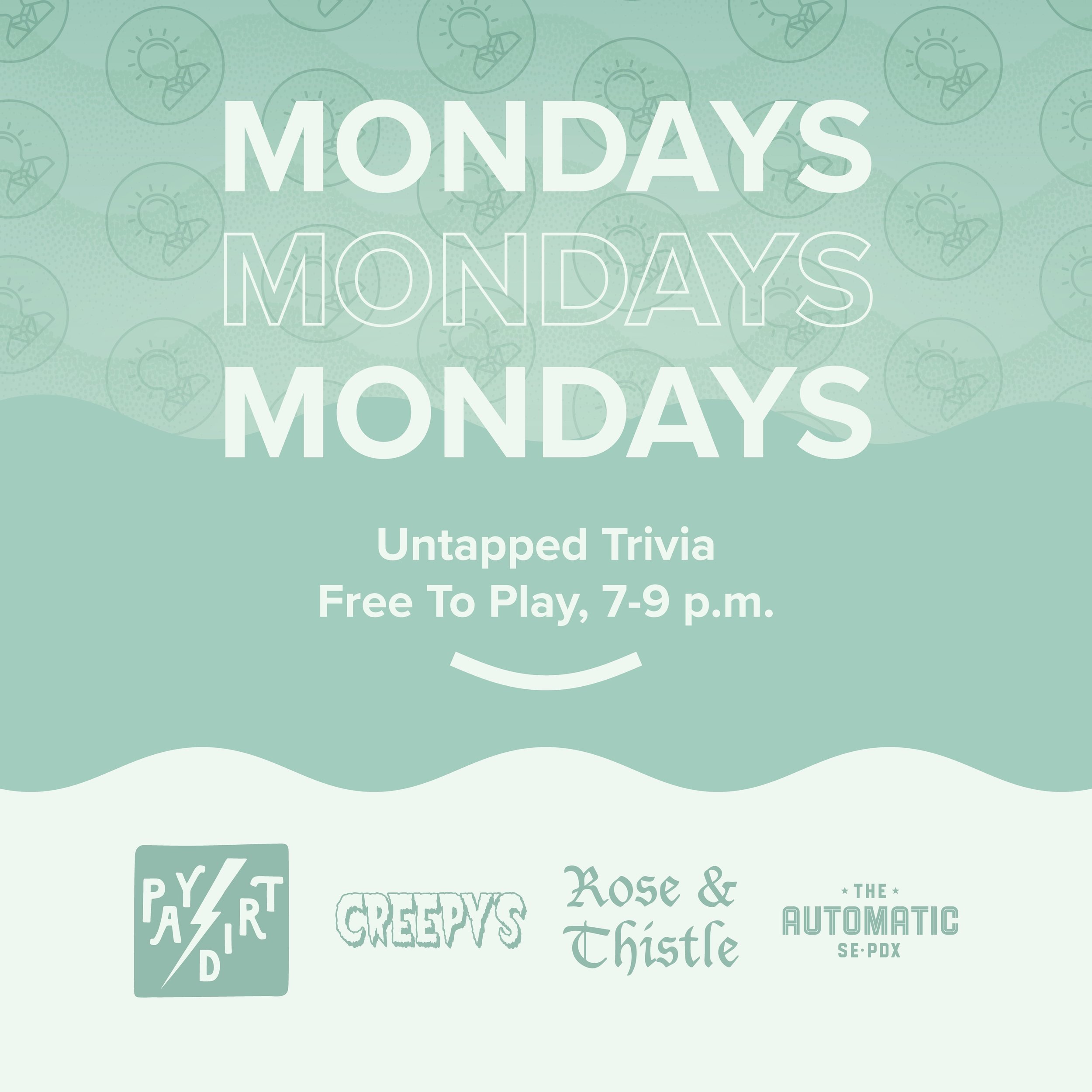 👋 Hello you awesome person! A happy Monday to you. Let&rsquo;s play some trivia together. View our Monday trivia schedule below or use the link in our bio to learn more. 

🧠 Monday Trivia Schedule, 7-9 p.m.
Trivia 1st &amp; 3rd Monday:&nbsp;@paydir