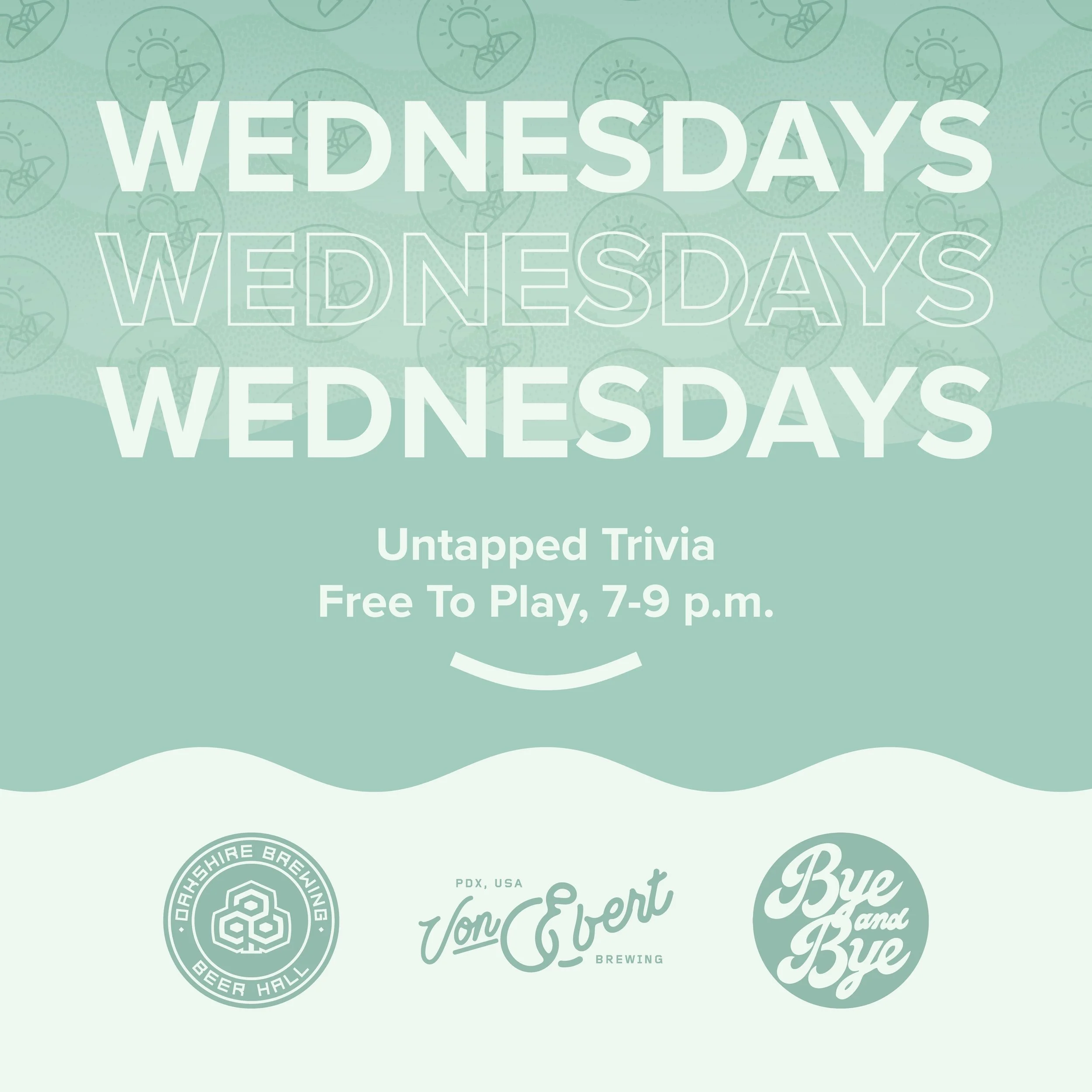 👏 Yes! Hump days are better with trivia. Hello # trivia lovelies, scroll through our Wednesday trivia schedule or use the link in our bio to learn more. 

🧠 Wednesday Trivia Schedule, 7-9 p.m.
Trivia Every Wednesday:&nbsp;@byeandbyeportland 
Trivia