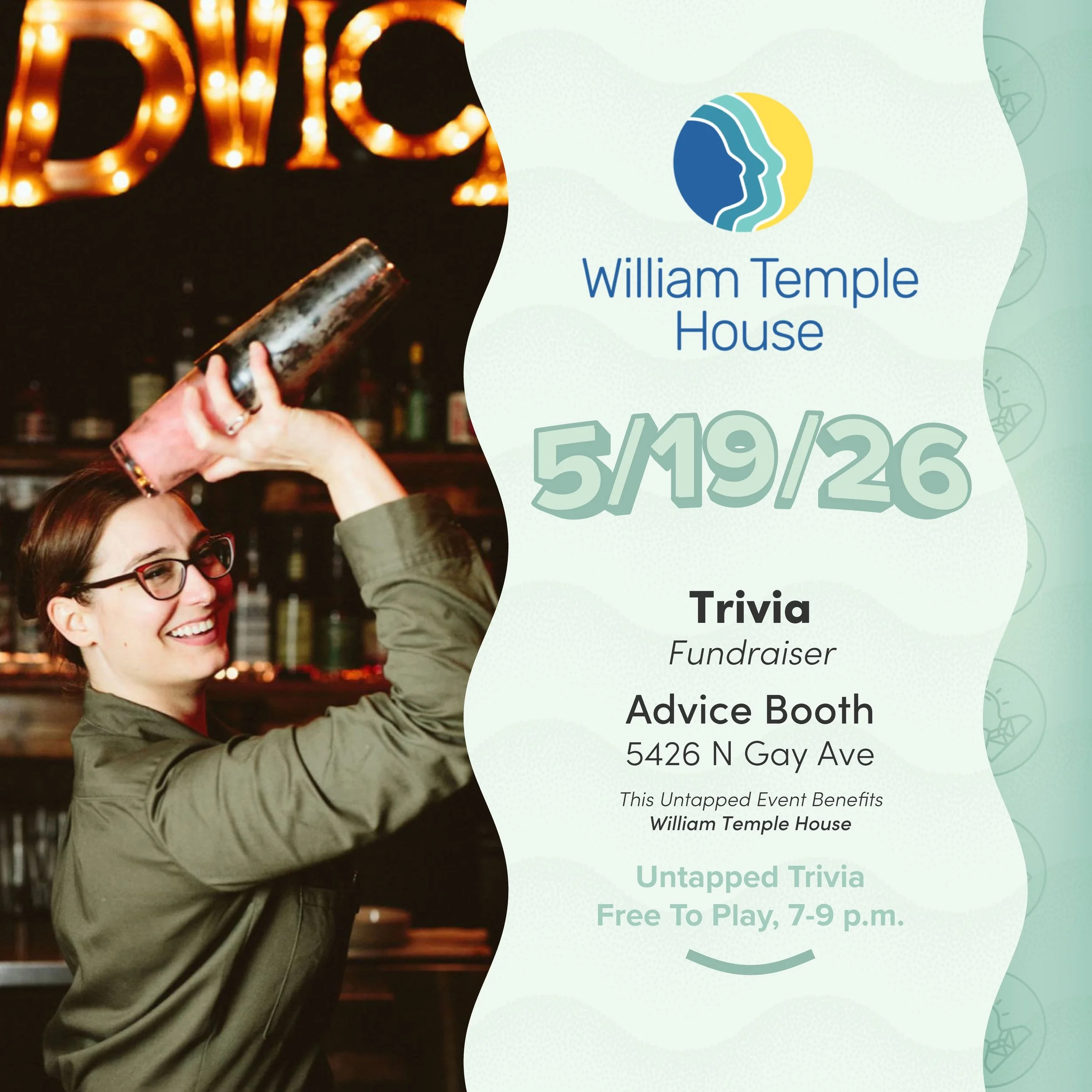 On Tap 5/19/26 &mdash; Happy Tuesday! Please join us at Advice Booth for trivia and let&rsquo;s raise funds for&nbsp;@williamtemplehouse together. Free to play, donations accepted.

@adviceboothpdx&nbsp;is located at 5426 N Gay Ave Portland, OR, 9721