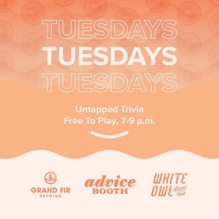 🤓 Trivia Tuesday!?! Let&rsquo;s do this thing Portland. Use the link in our bio to learn more about our Tuesday venues or view full schedule below.

🧠 Tuesday Trivia Schedule, 7-9 p.m.
Trivia Every Tuesday:&nbsp;@whiteowlsocialclub 
Trivia Every Tu