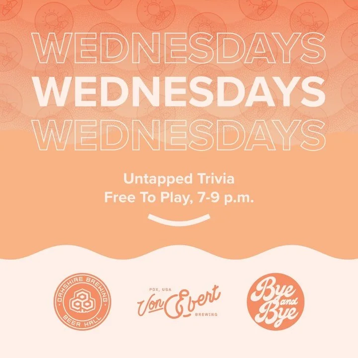 It&rsquo;s Wednesday! Hello trivia lovelies come find your vibe at trivia tonight. Scroll through our Wednesday trivia schedule or use the link in our bio to learn more. 

🧠 Wednesday Trivia Schedule, 7-9 p.m.
Trivia Every Wednesday:&nbsp;@byeandbye