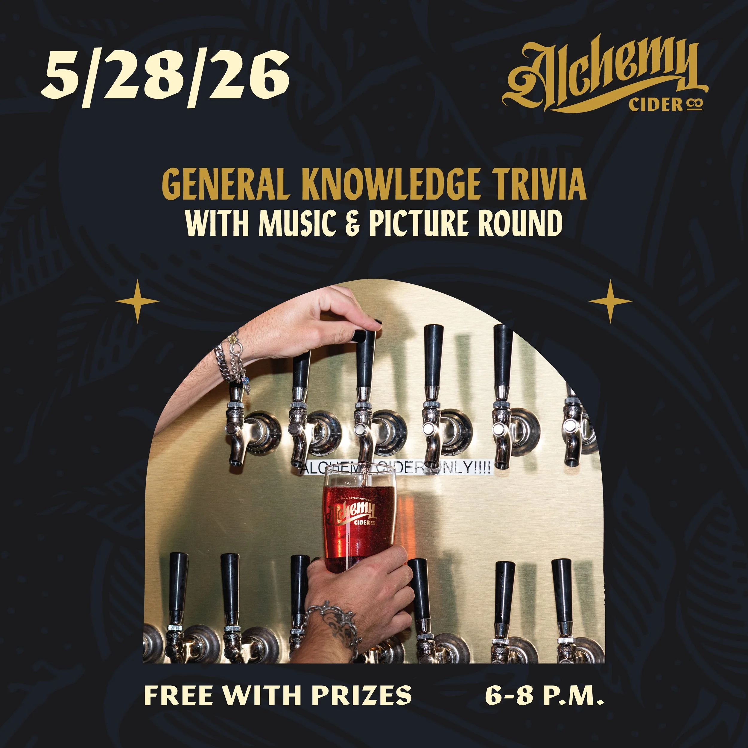 🤔🧠🥳 Tonight 5/28 at Alchemy join us for four rounds of trivia to include a picture and music round. Got a topic? Comment below. Trivia at Alchemy Cider is every 2nd and 4th Thursday, 6-8 p.m.

@untappedtrivia is always free to play with prizes. @a