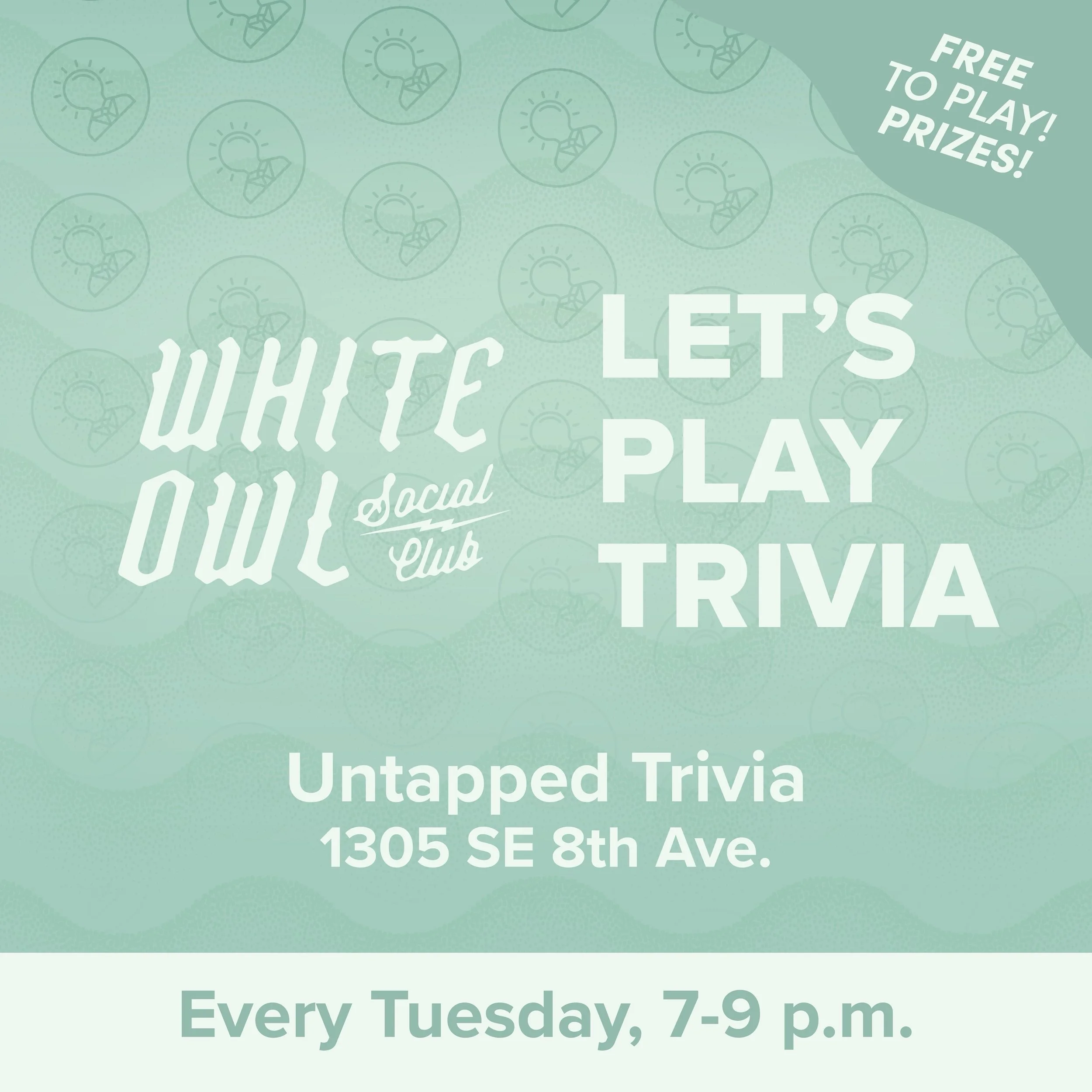 Free Trivia Tuesdays, 7-9 p.m. Eat, drink, and play bar trivia at White Owl Social Club.

@whiteowlsocialclub&nbsp;is located at 1305 SE 8th Ave, Portland, OR 97214 in the Central Eastside neighborhood of Southeast Portland, Oregon.

🔗 Use the link 