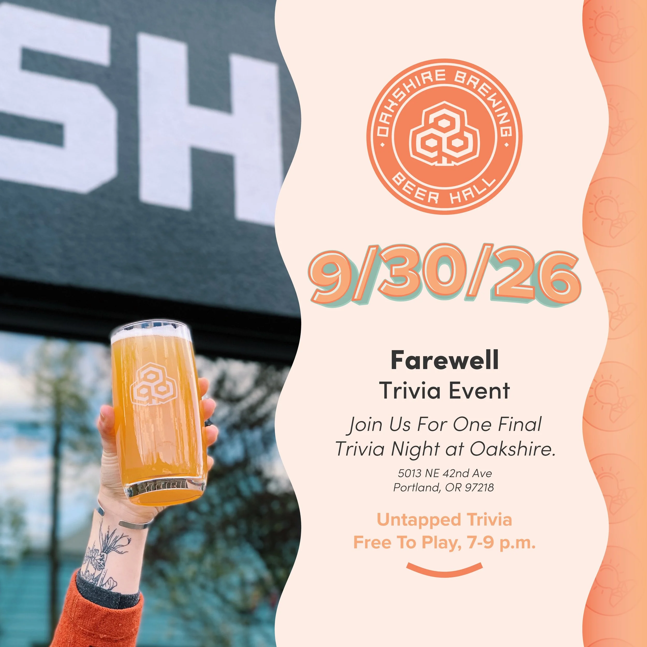 Some sad news to announce, y&rsquo;all: Oakshire Beer Hall has been a part of the @untappedtrivia family since October 2022, and - after almost years - our time in this wonderful space is, unfortunately, coming to a close. Oakshire is closing. We&rsq