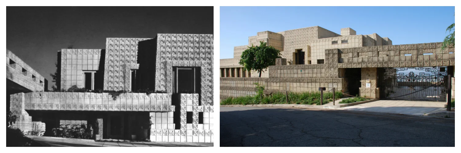 8) The House on Haunted Hill (1959) : The oldest on the list (built in 1924) and likely the most famous outside of the film realm, the house used in this classic Vincent Price picture is also a work of art architecture designed by Frank Lloyd Wright. Also known as the Ennis House in Los Feliz, CA, it's one of four in Wright's interlocking pre-cast concrete textile block design houses referred to as Mayan Revival style. This 6,000+ sq.ft. infamous house was last sold for $4.5M in 2011 and is open 12 days a year to the public as it undergoes constant rehabilitation. The house was also used in the films The Day of the Locust and Bladerunner, TV shows Twin Peaks and Buffy the Vampire Slayer and several music videos.