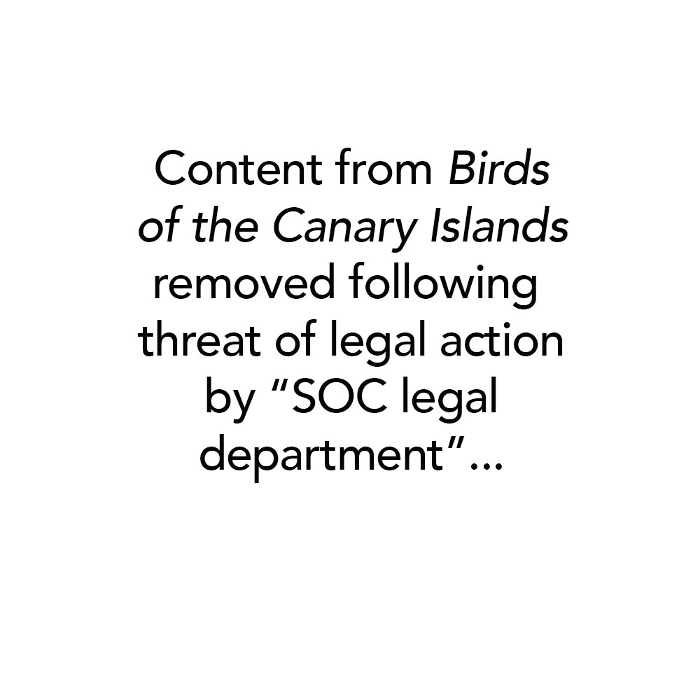 Index, photographed from Birds of the Canary Islands by Garcia-del-Rey (2015).