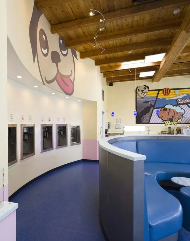  Inset fro-yo dispensers with custom overhead lighting 