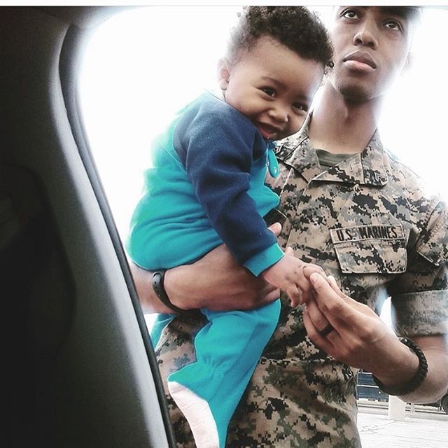 Look @ my nephew!!! Oh yeah... my brother too. Lol I gotta get out there to spoil him soon. He's getting so big!!! #marines #family #uncleEJ
