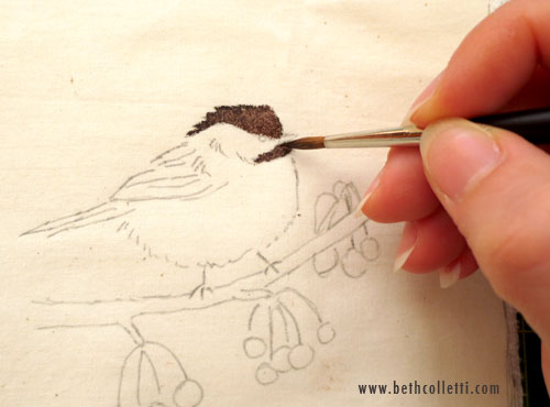 A pointed round or rigger watercolor brush works well for detail.