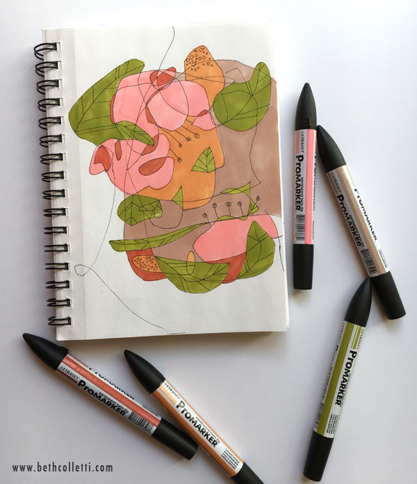 I created this blind contour drawing for fun as part of a sketchbook class from Creative Bug .