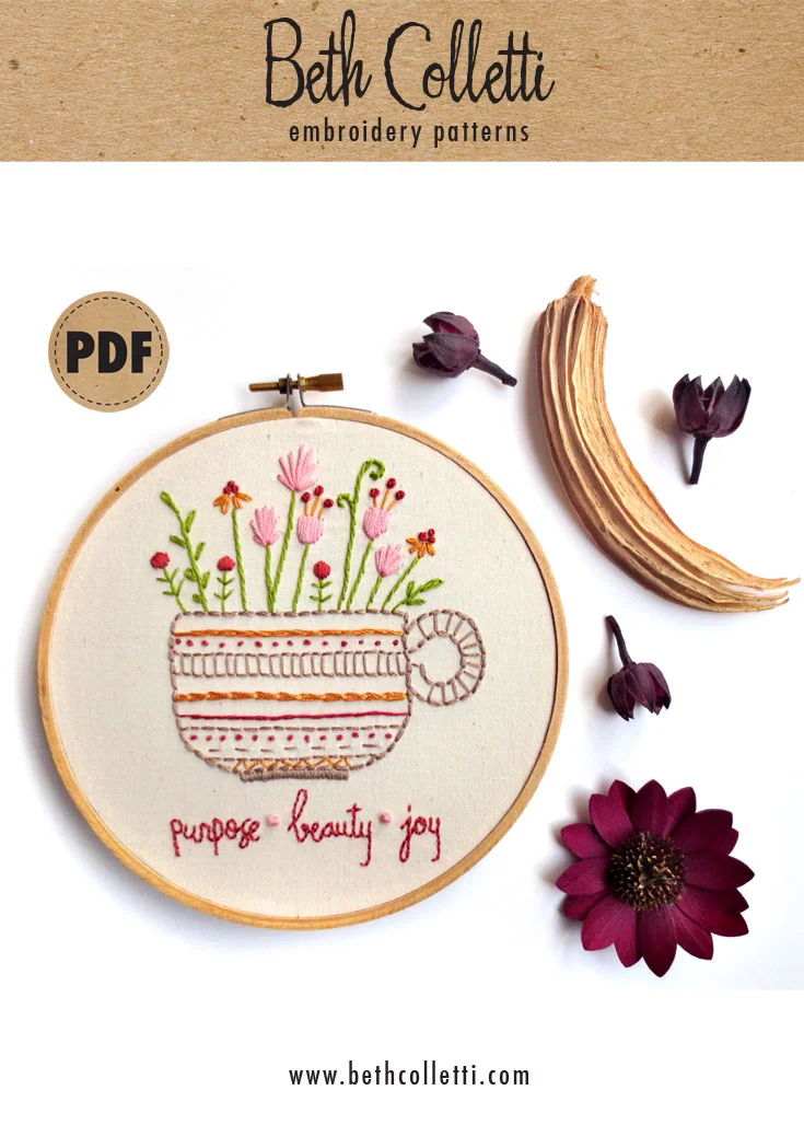 Carve Out Some Creative Self-Care Time with this Free ‘Herbal Tea’ Embroidery Pattern!
