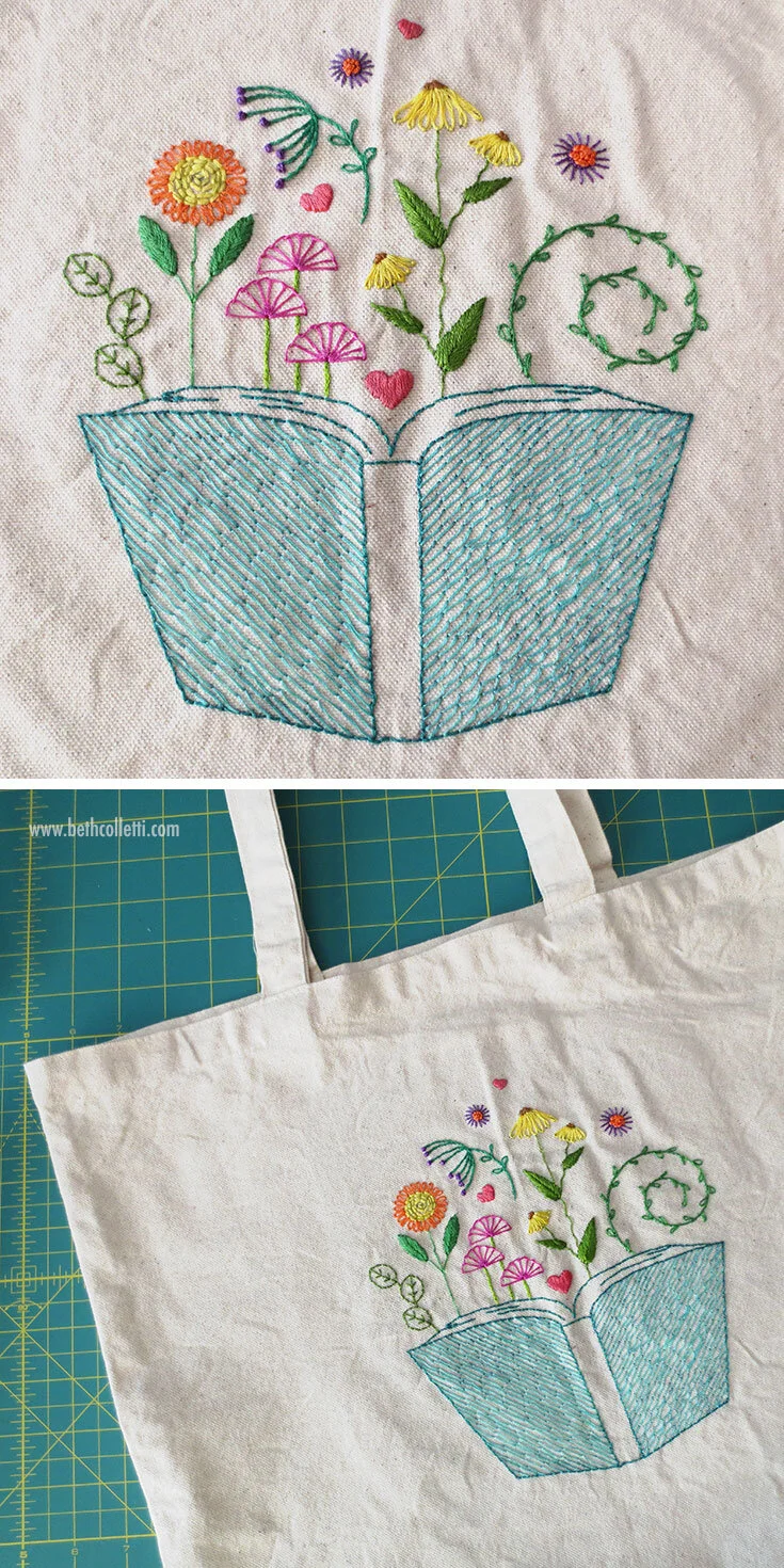 How To Decorate A Tote Bag With Hand Embroidery Beth Colletti Art Design