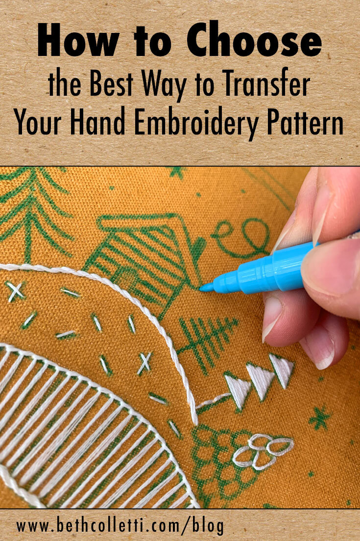 How to Choose the Best Way to Transfer Your Hand Embroidery Pattern — Beth  Colletti Art & Design