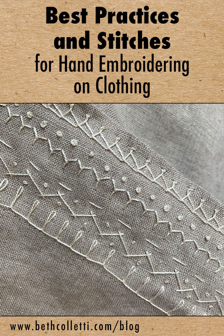 Best Practices and Stitches for Hand Embroidering on Clothing — Beth  Colletti Art & Design