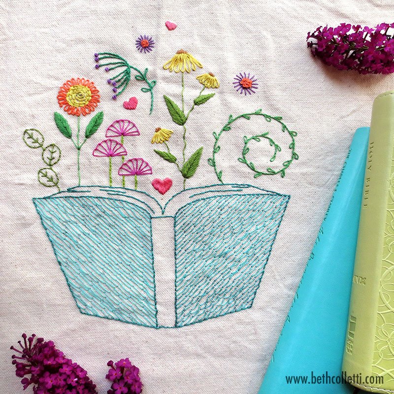 Booklover Embroidery Pattern